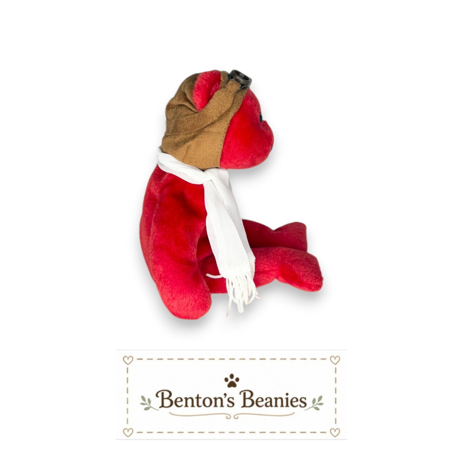 Bearon the Aviator Bear TY Beanie Baby | Mint Heart/Tush Tag