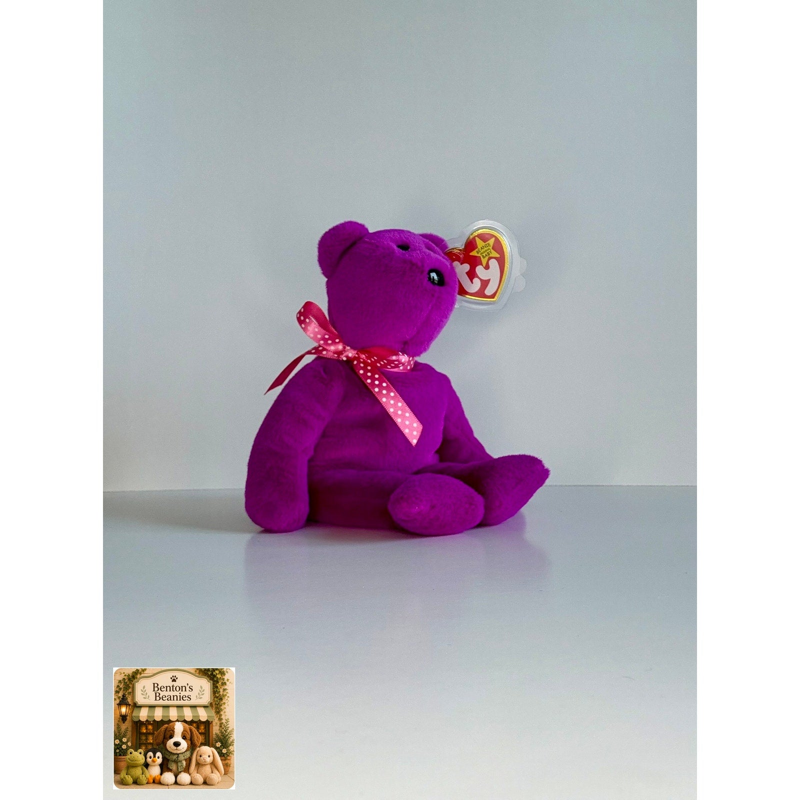Magenta II the Bear TY Beanie Baby | Mint Heart/Tush Tag NEW