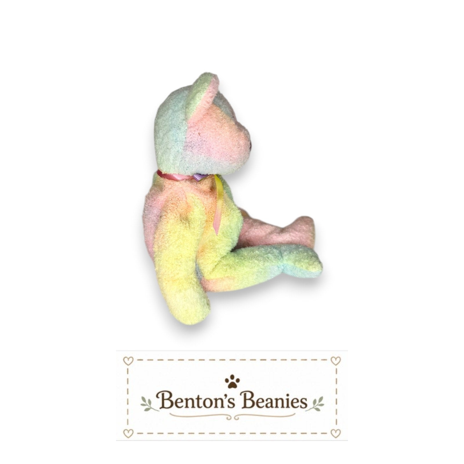 Groovy the Bear TY Beanie Baby | Mint Heart & Tush Tag