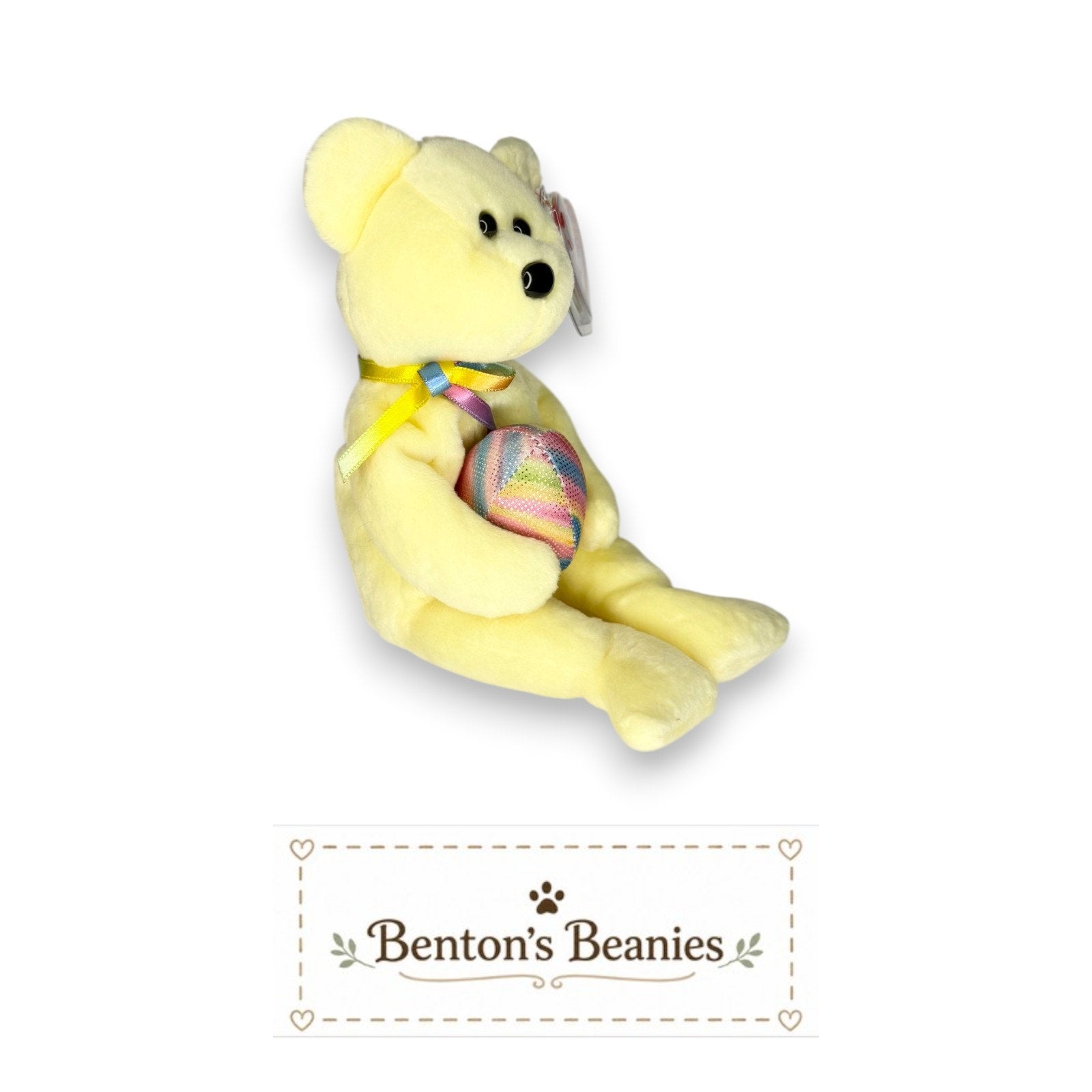 Eggbeart the Bear TY Beanie Baby | Mint Heart & Tush Tag
