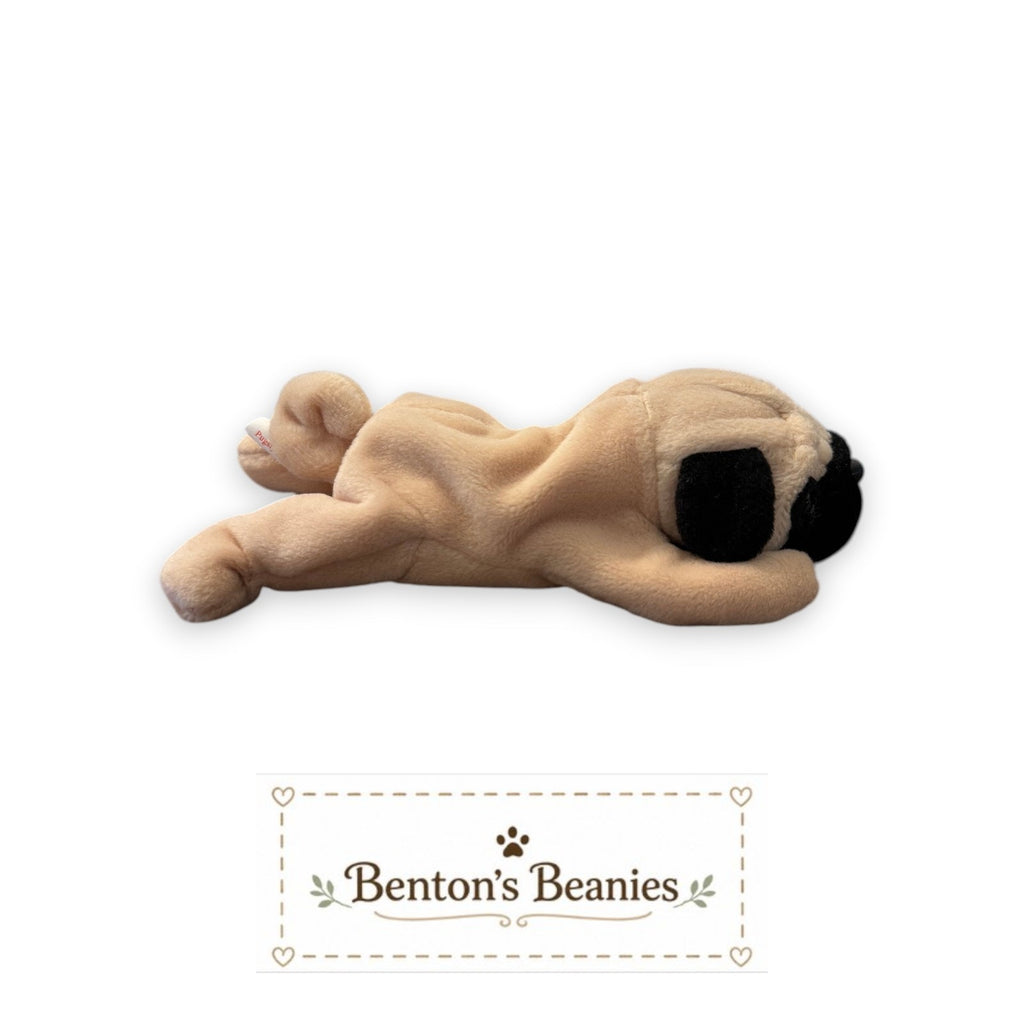 Pugsly the Pug Dog TY Beanie Baby | Mint Heart & Tush Tag