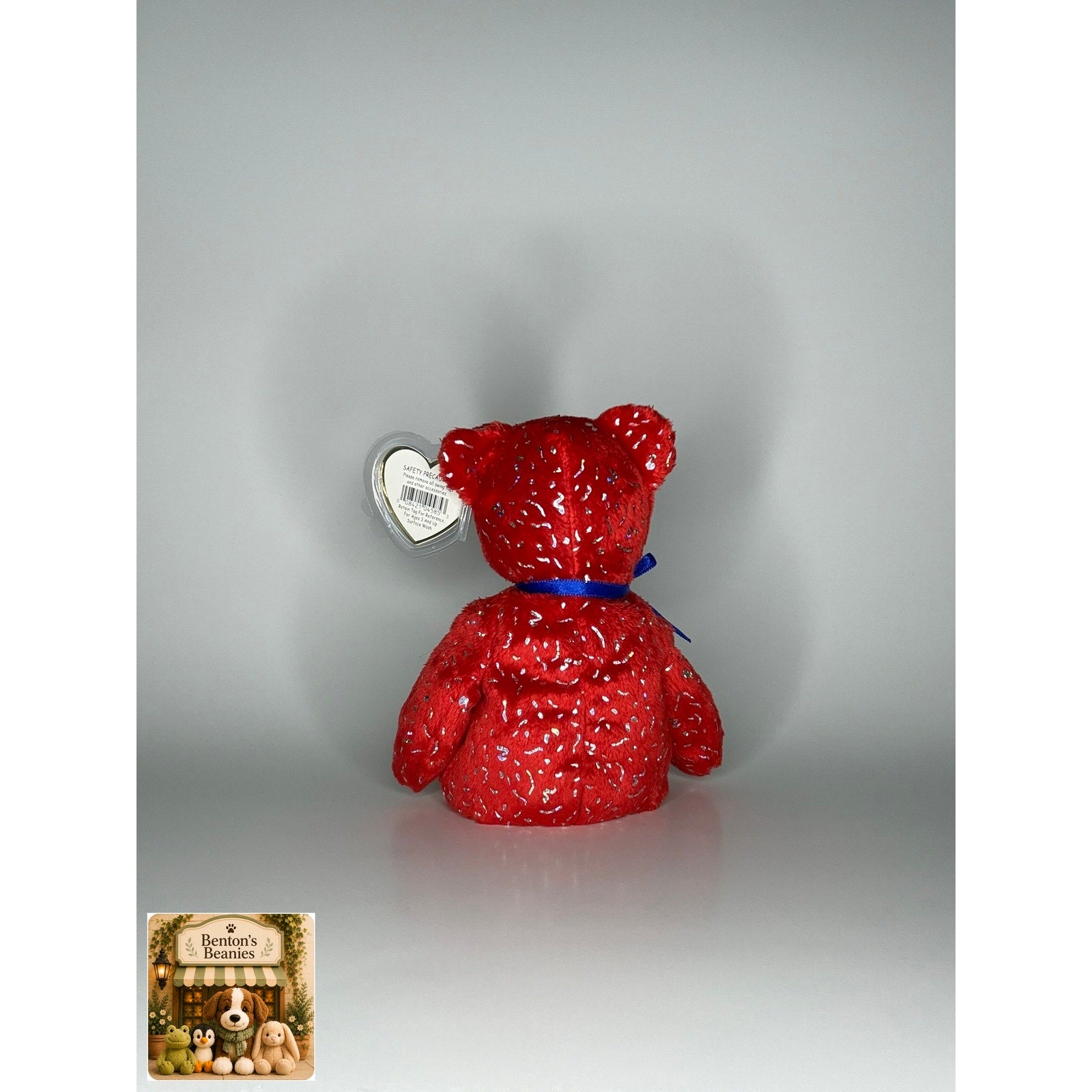 Decade the Bear Red TY Beanie Baby | Mint Heart/Tush Tag
