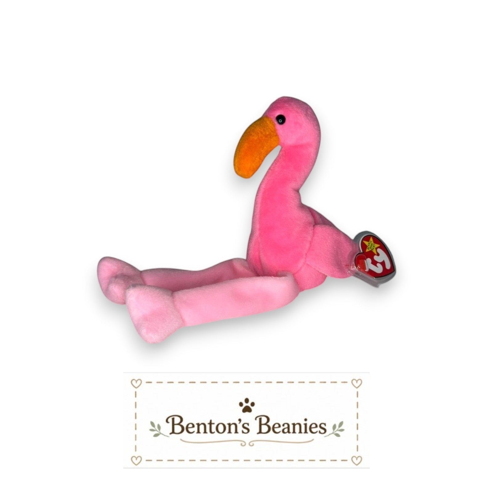 Pinky the Flamingo TY Beanie Baby | Mint Heart & Tush Tags