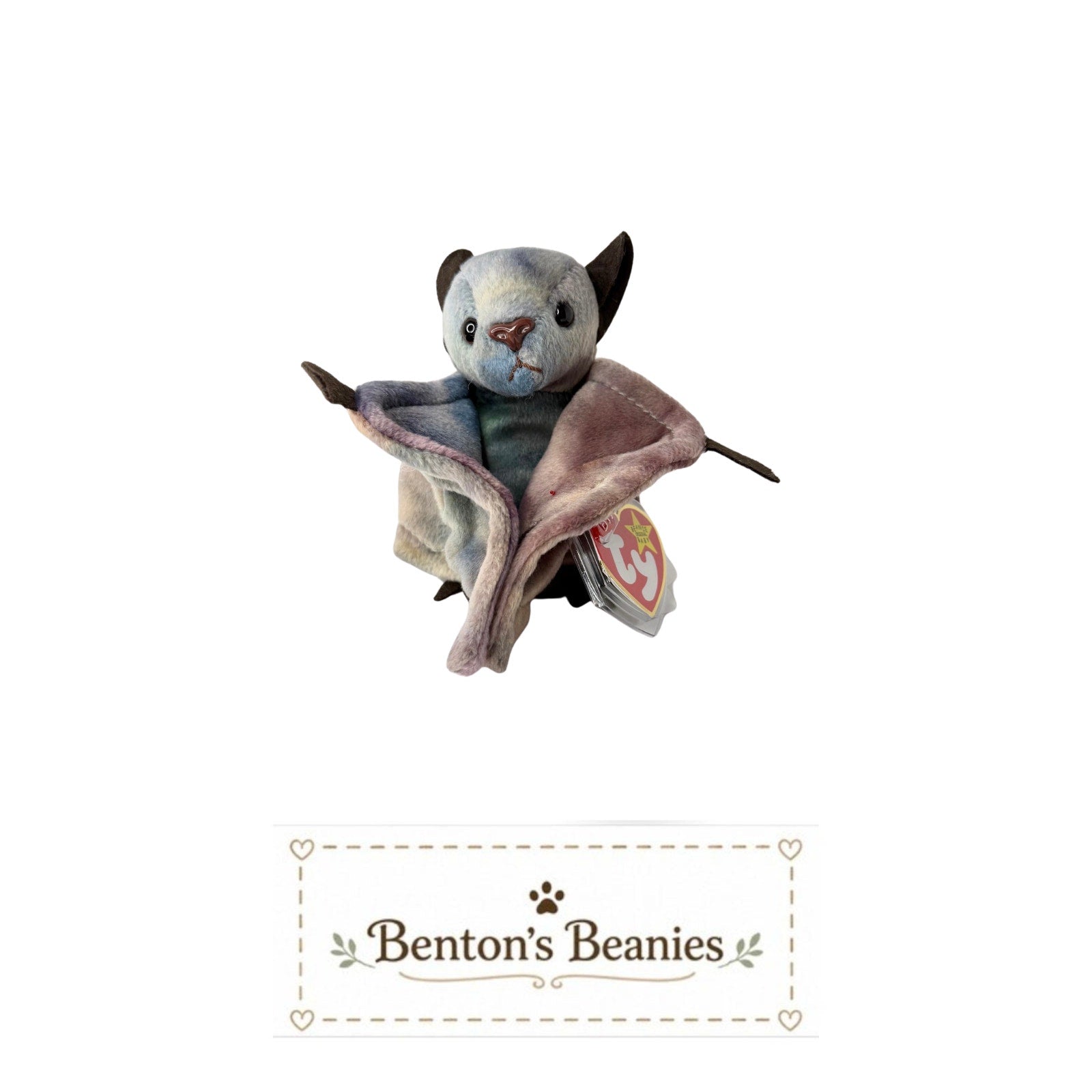 Batty (TY-Dyed Version) Beanie Baby | Mint Heart & Tush Tag