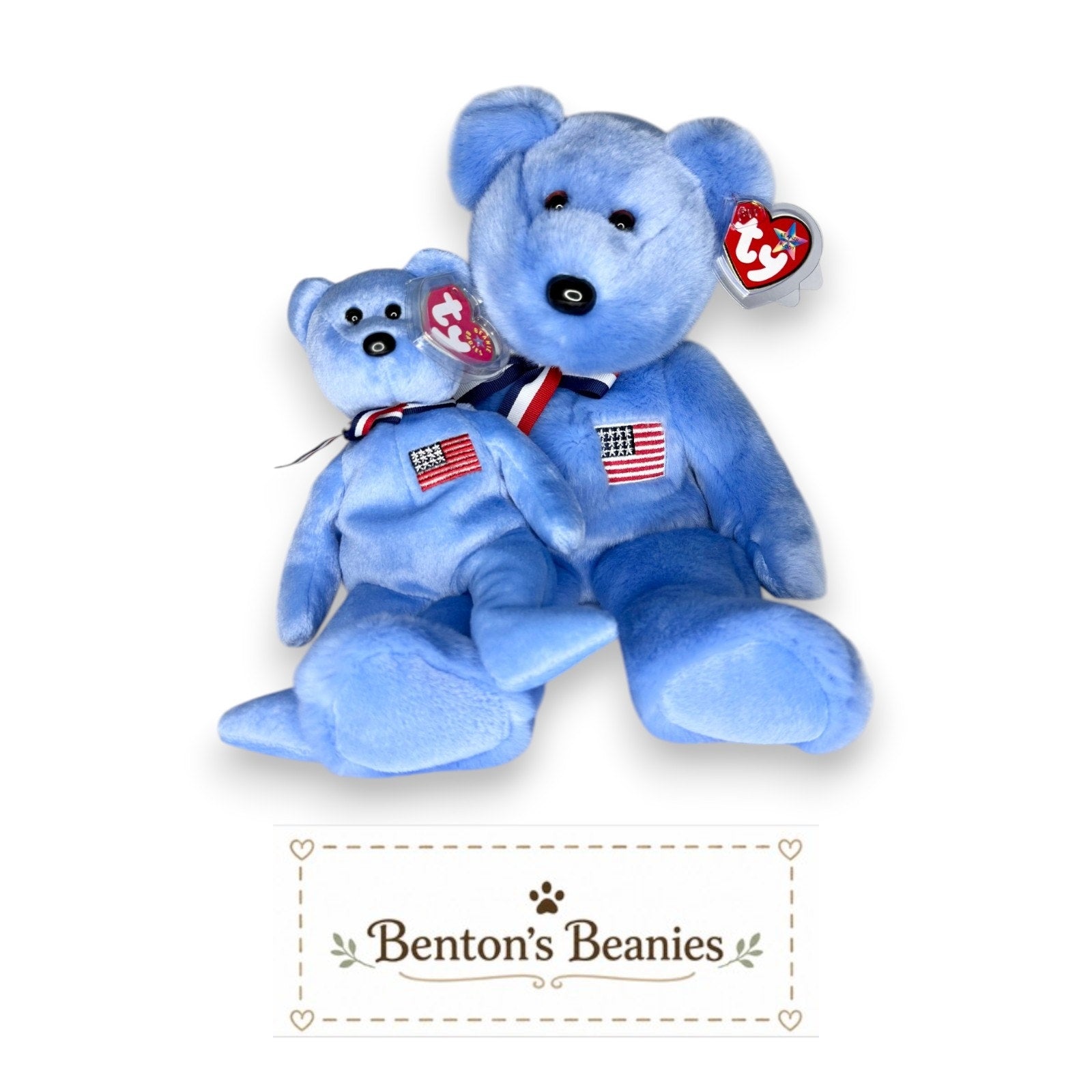 America the Bear TY Beanie Buddies & Baby | Mint Tags