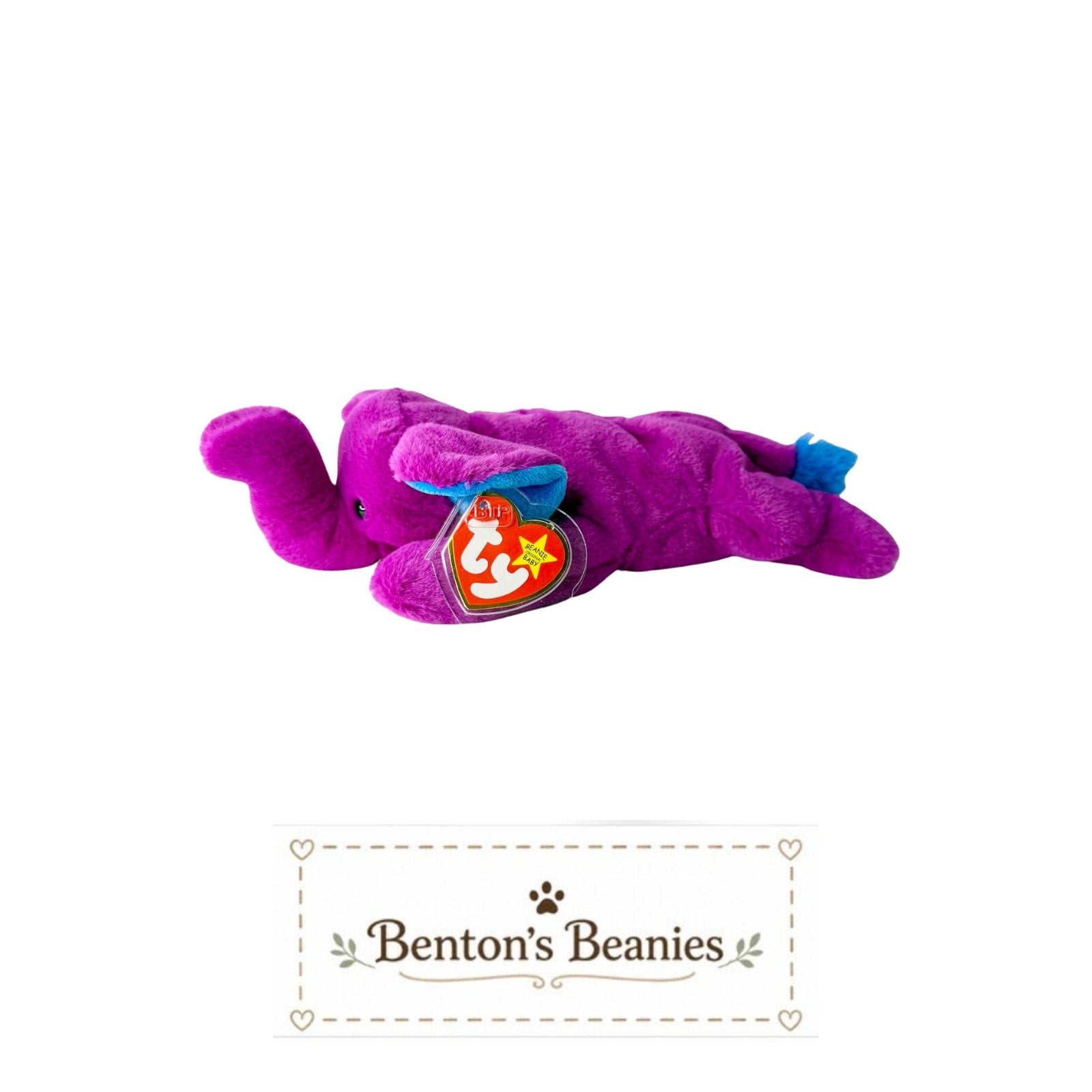 Peanut II the Elephant TY Beanie Baby | Mint Heart Tush Tag