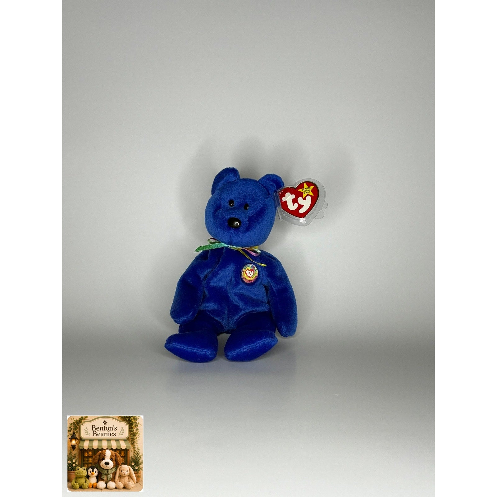 Clubby the Bear TY Beanie Baby | Mint Heart/Tush Tag