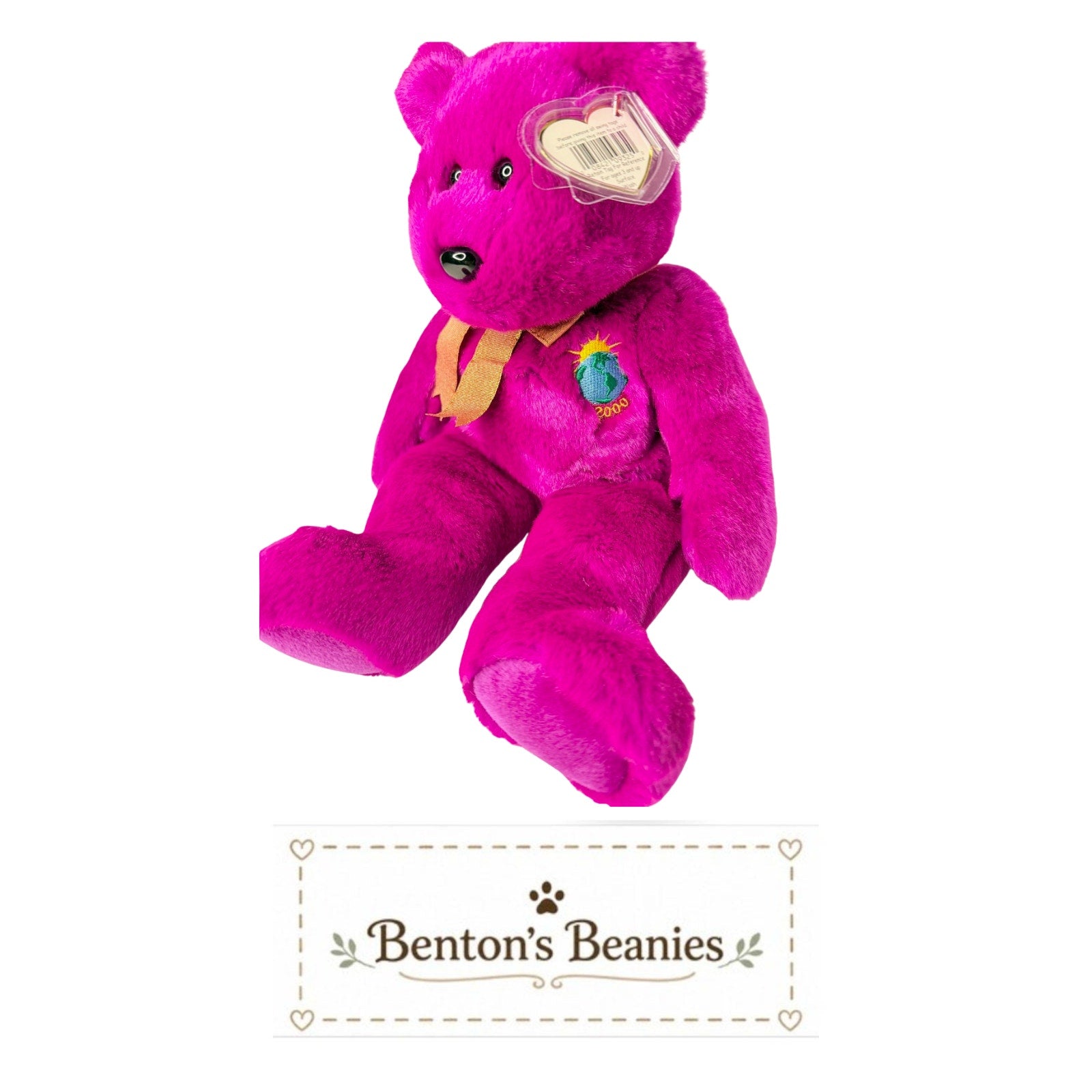 Millennium Bear TY Beanie Buddies | Mint Heart & Tush Tags