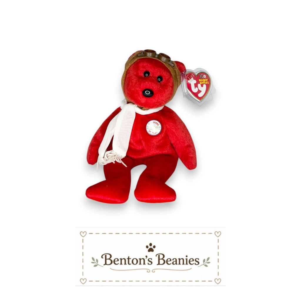 Bearon the Aviator Bear TY Beanie Baby | Mint Heart/Tush Tag