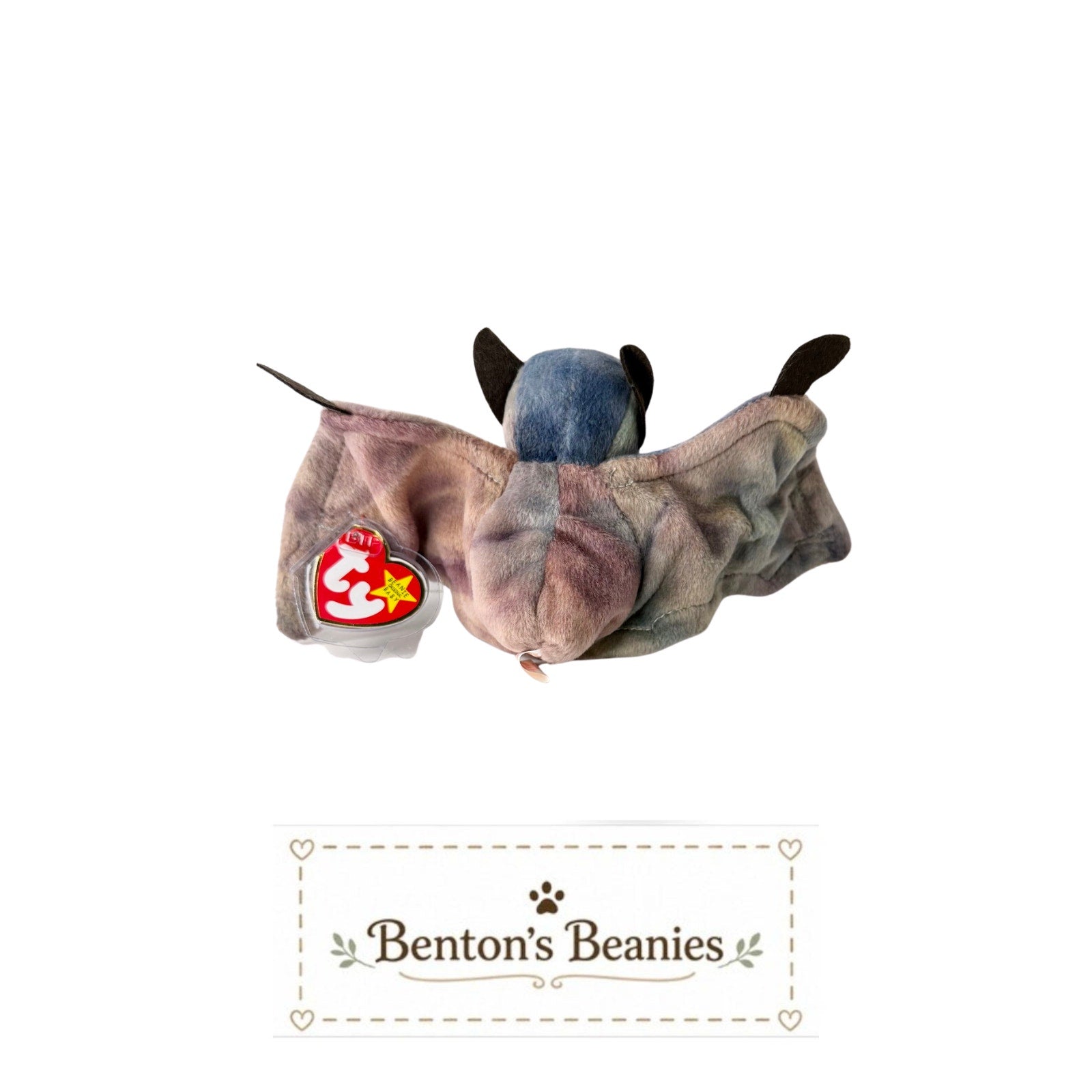Batty (TY-Dyed Version) Beanie Baby | Mint Heart & Tush Tag
