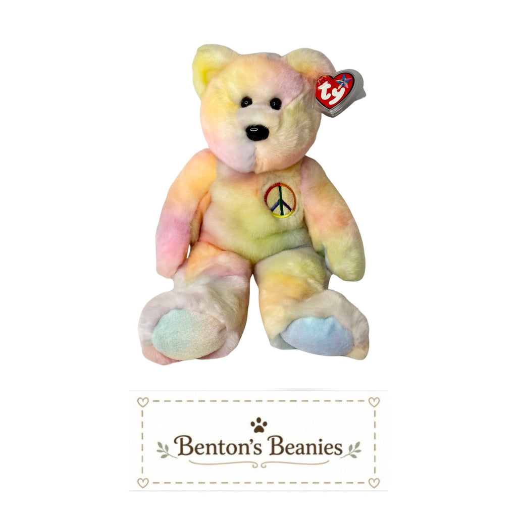 Peace Bear (Light) TY Beanie Buddies | Mint Heart Tush Tags