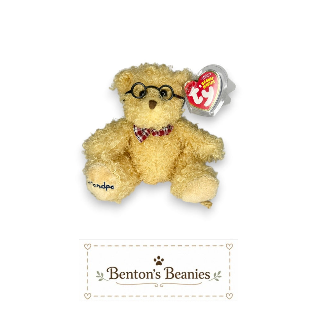 Dear Grandpa the Bear TY Beanie Baby | Mint Heart & Tush Tag
