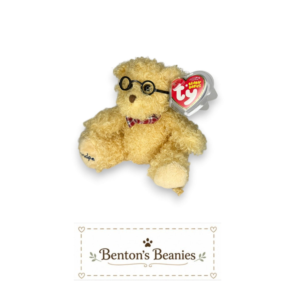 Dear Grandpa the Bear TY Beanie Baby | Mint Heart & Tush Tag