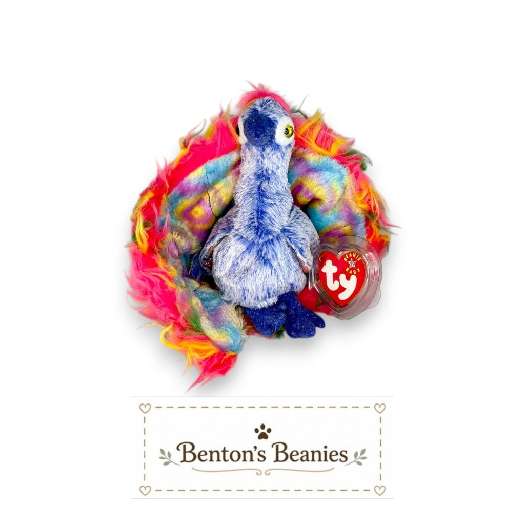 Flashy the Peacock TY Beanie Baby | Mint Heart & Tush Tag