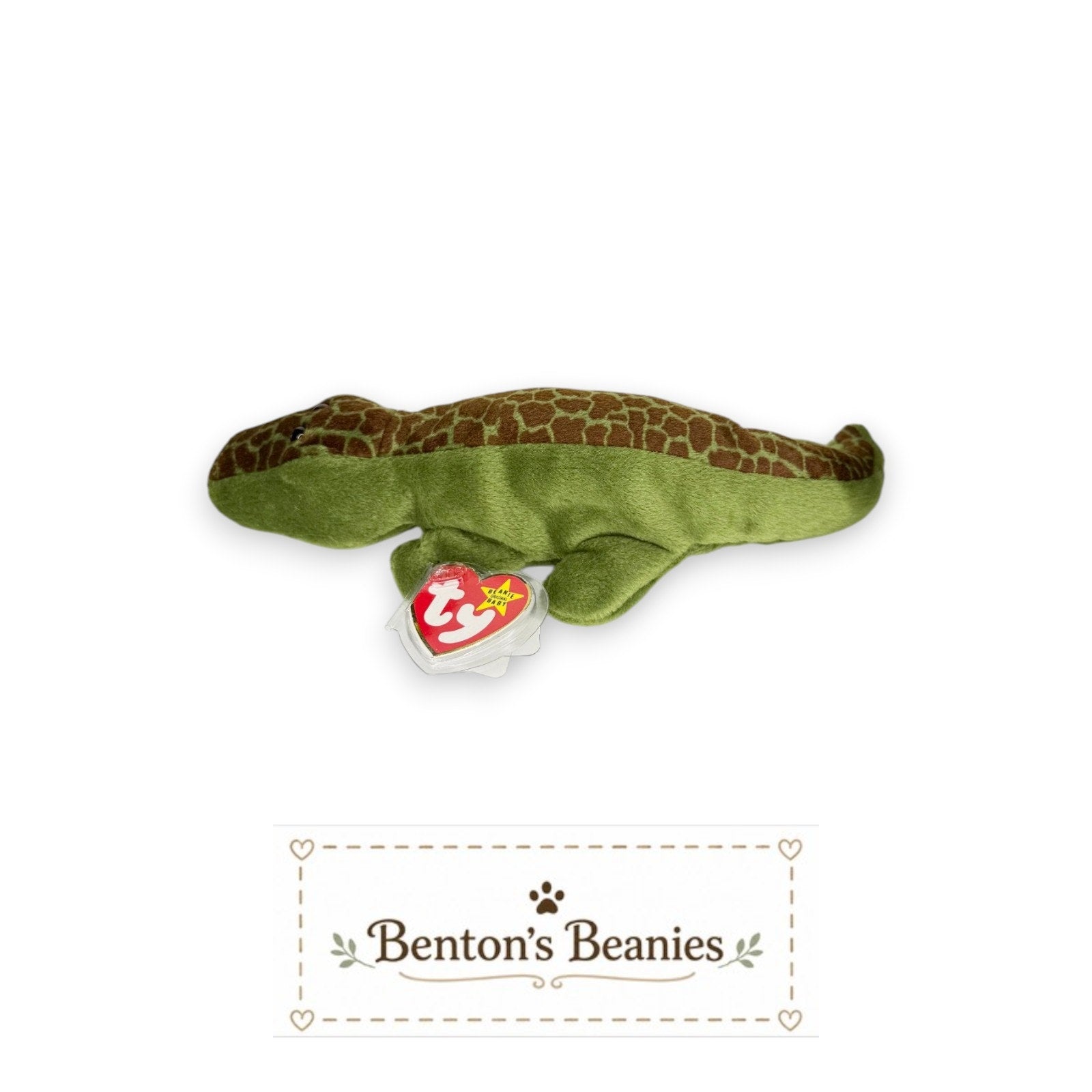 Ally the Alligator TY Beanie Baby | Mint Heart & Tush Tag