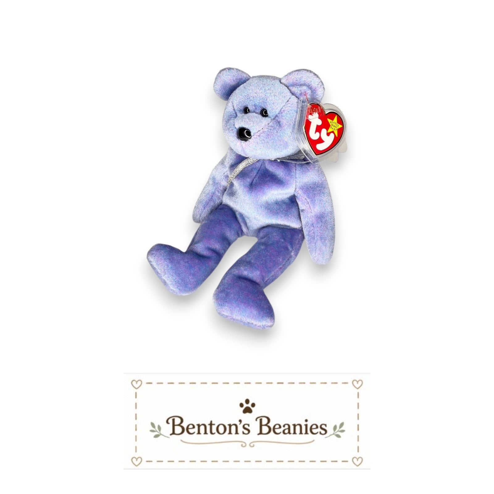 Clubby II the Bear TY Beanie Baby | Mint Heart/Tush Tag