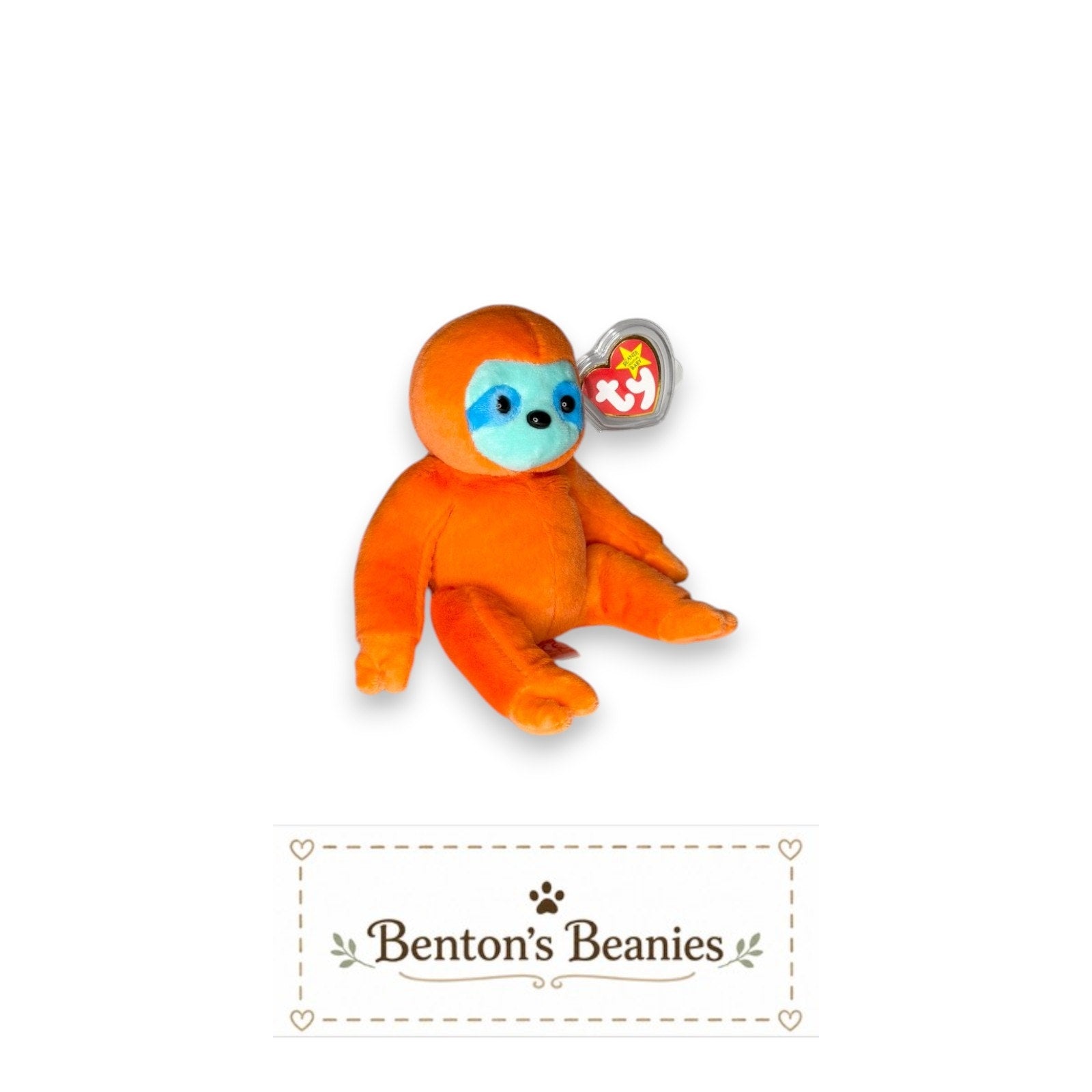 Molasses the Sloth TY Beanie Baby | Mint Heart & Tush Tag