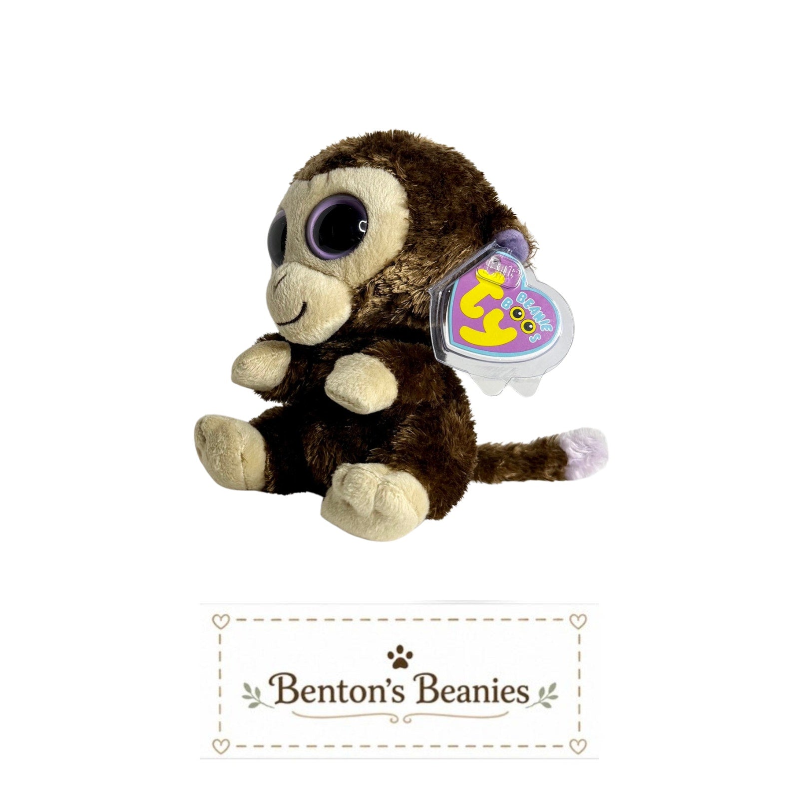 Coconut the Monkey 1st Gen TY Beanie Boo | Mint Heart Tags