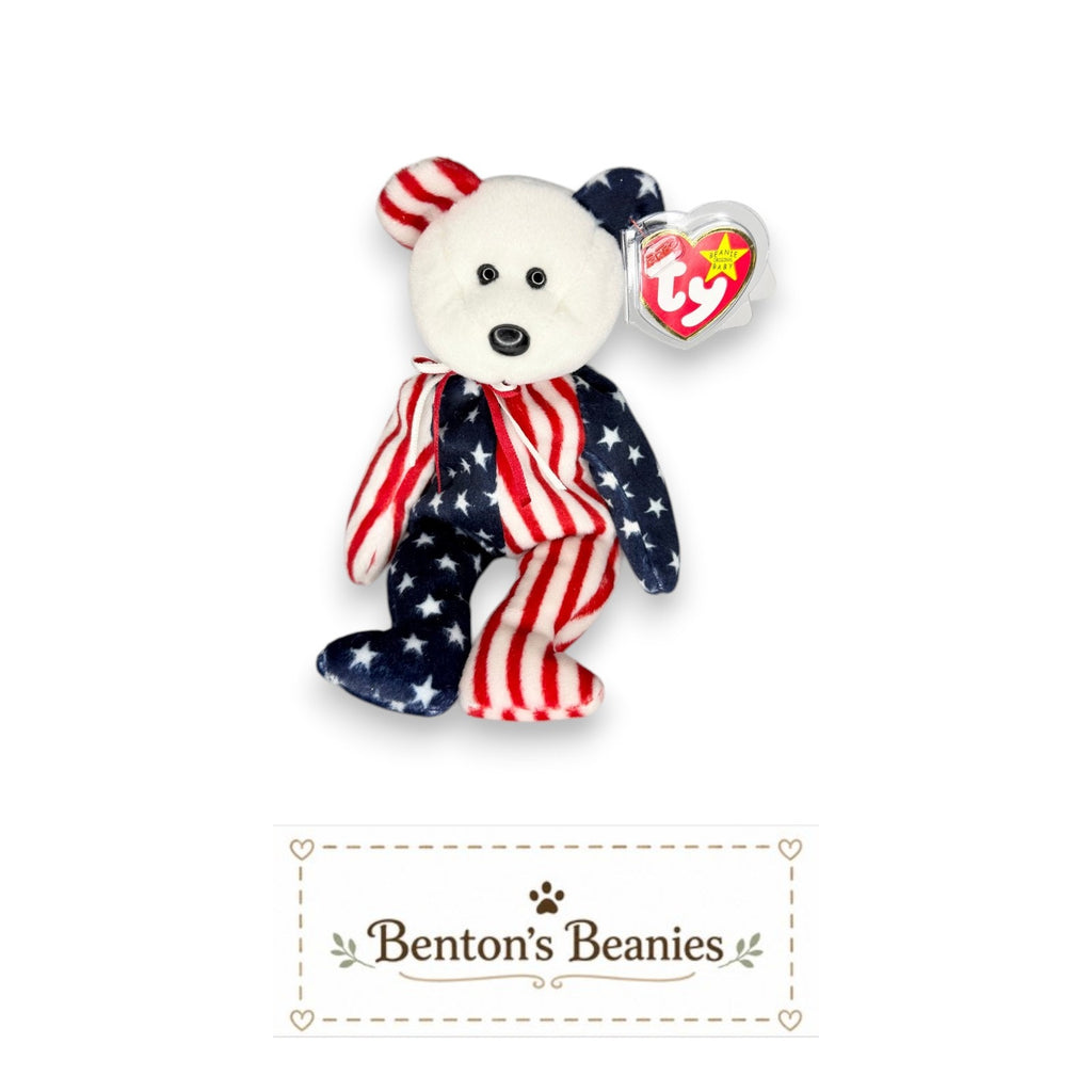 Spangle the Bear TY Beanie Baby | Mint Heart & Tush Tag