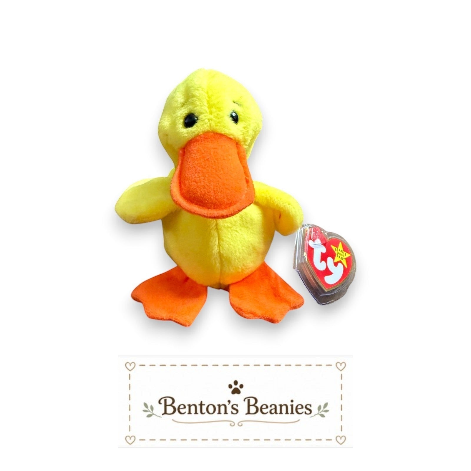 Quackers the Duck TY Beanie Baby | Mint Condition Heart & Tush Tag