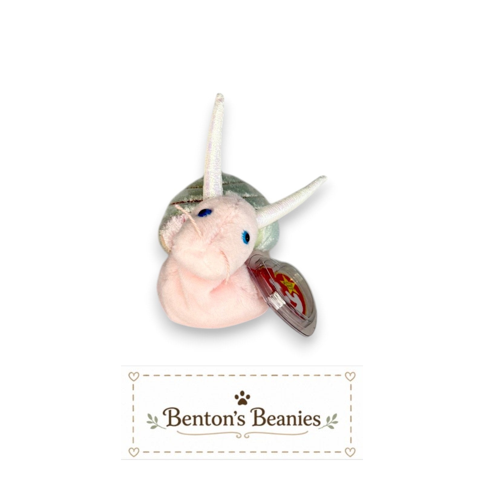 Swirly the Snail TY Beanie Baby | Mint Heart & Tush Tag