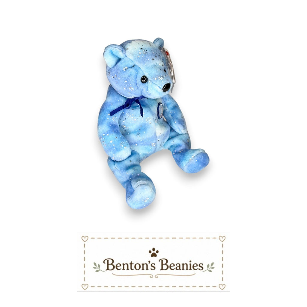 Clubby VI Blue Bear TY Beanie Baby | Mint Heart & Tush Tag