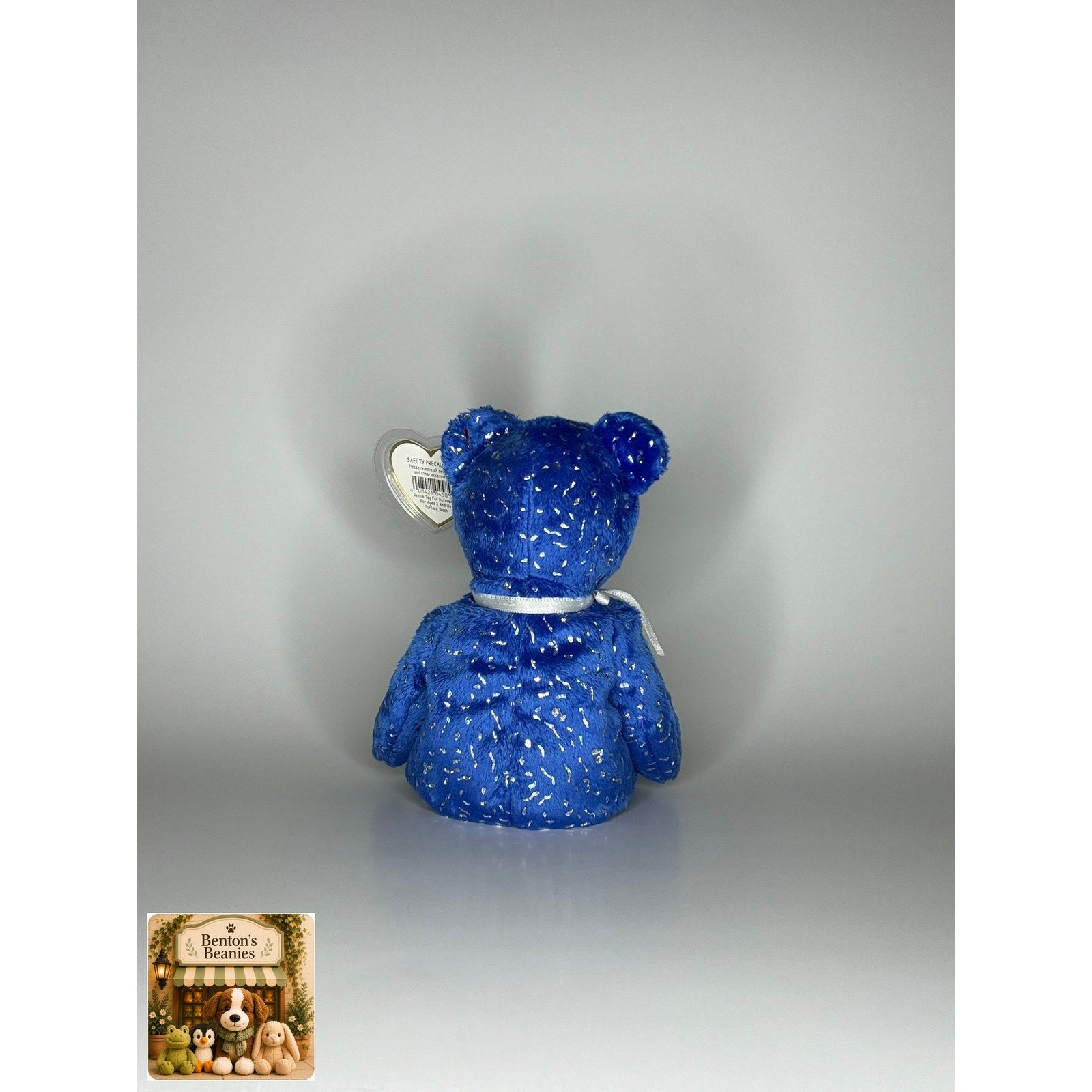 Decade the Bear Blue TY Beanie Baby | Mint Heart/Tush Tag
