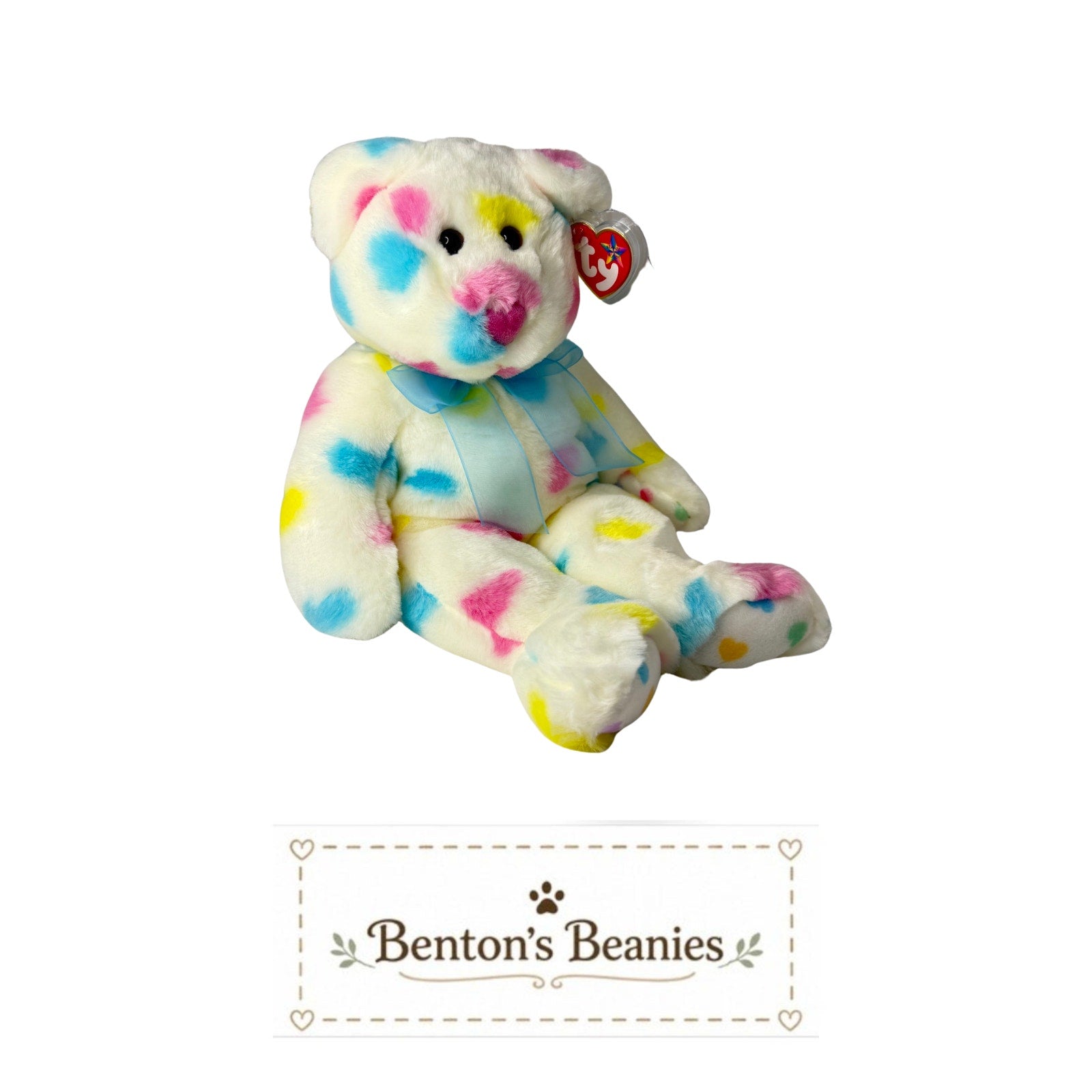Kissme the Bear TY Beanie Buddies | Mint Heart & Tush Tags