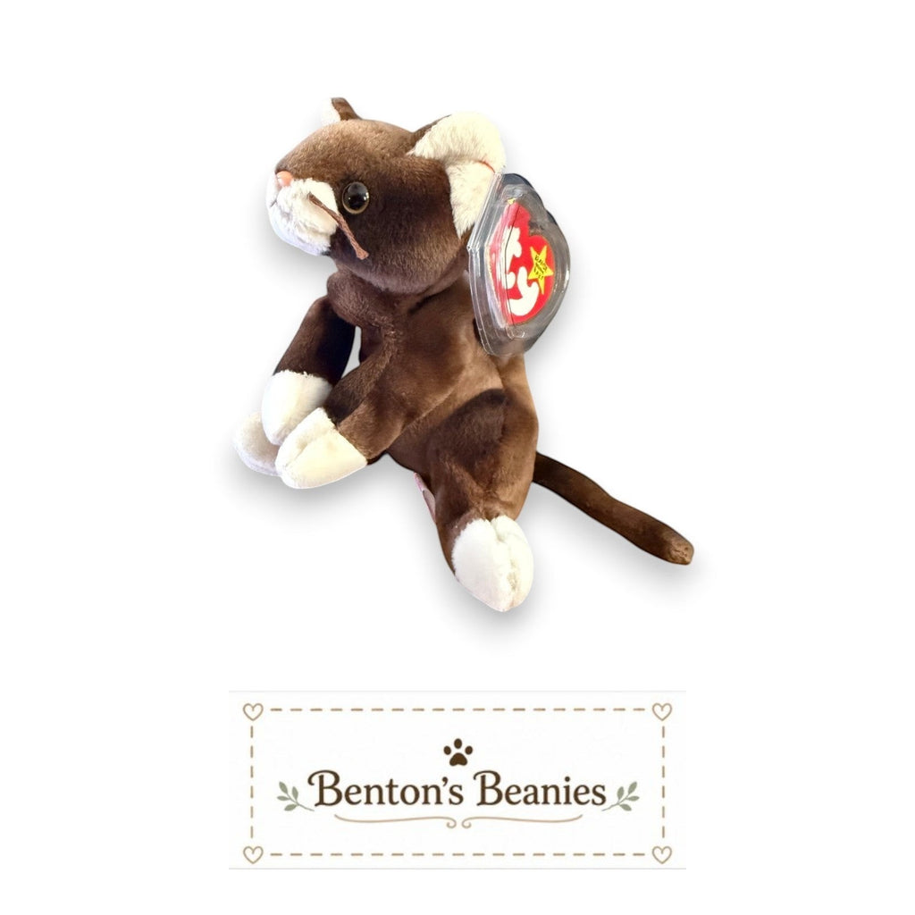 Pounce the Cat TY Beanie Baby | Mint Heart & Tush Tag