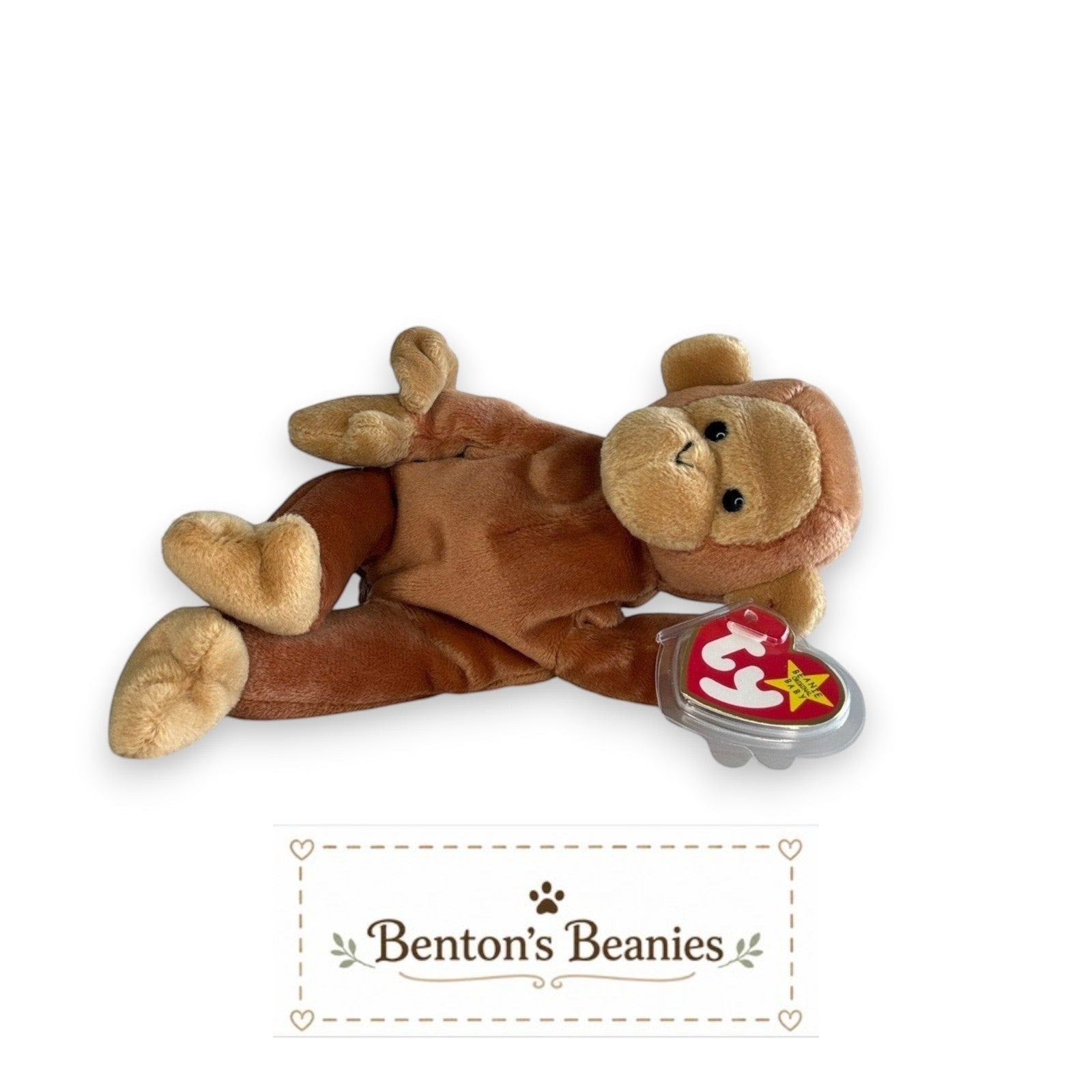 Bongo the Monkey TY Beanie Baby | Mint Heart & Tush Tag