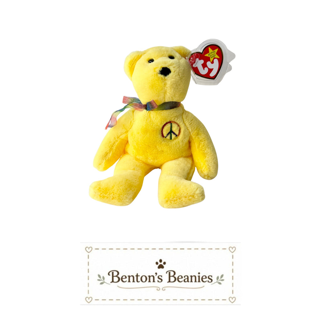 Peace II Bear TY Beanie Baby | Mint Heart Tush Tag