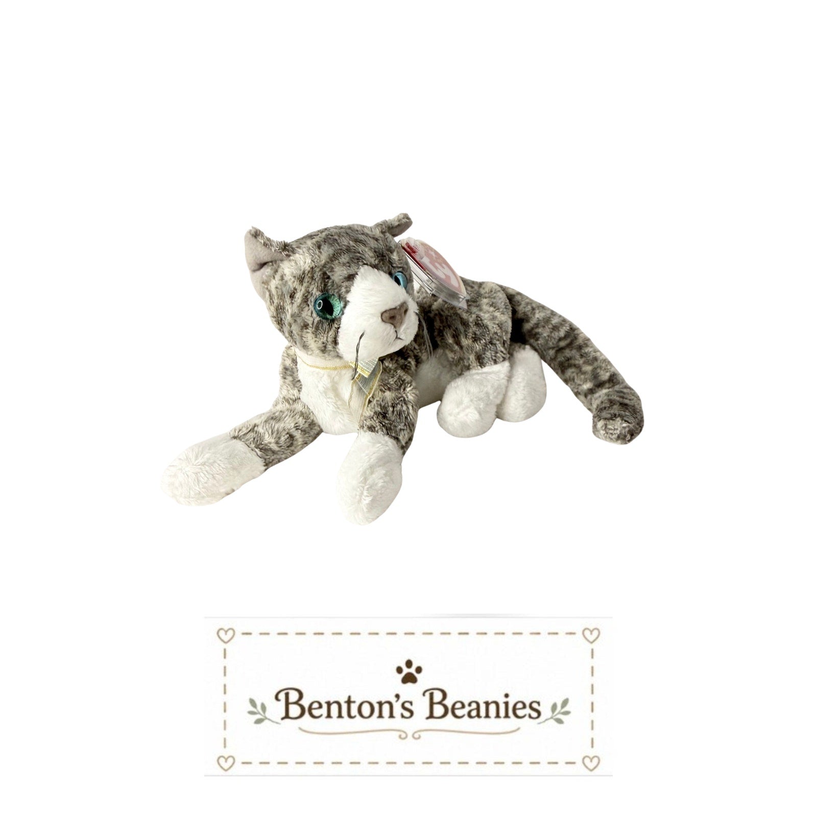 Purr the Cat TY Beanie Baby | Mint Heart & Tush Tag