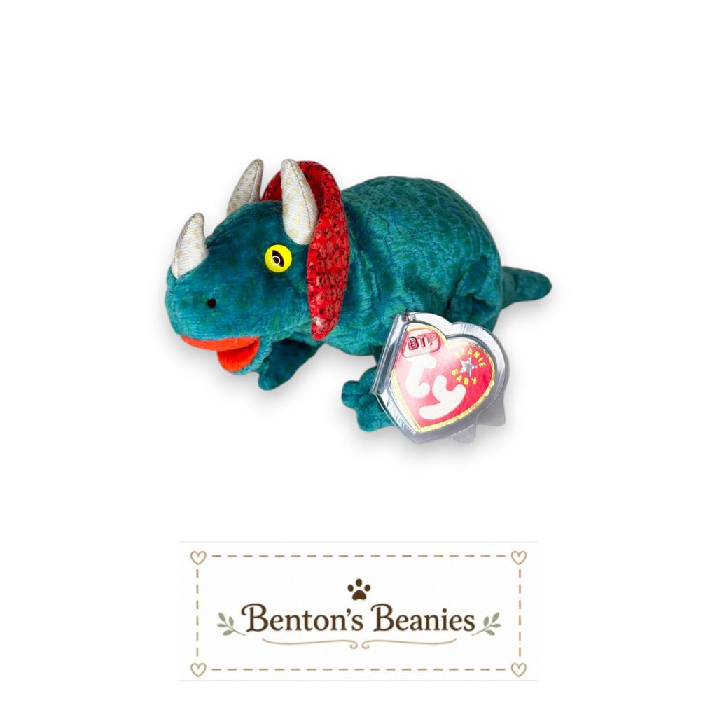 Hornsly the Dinosaur TY Beanie Baby | Mint Heart & Tush Tag