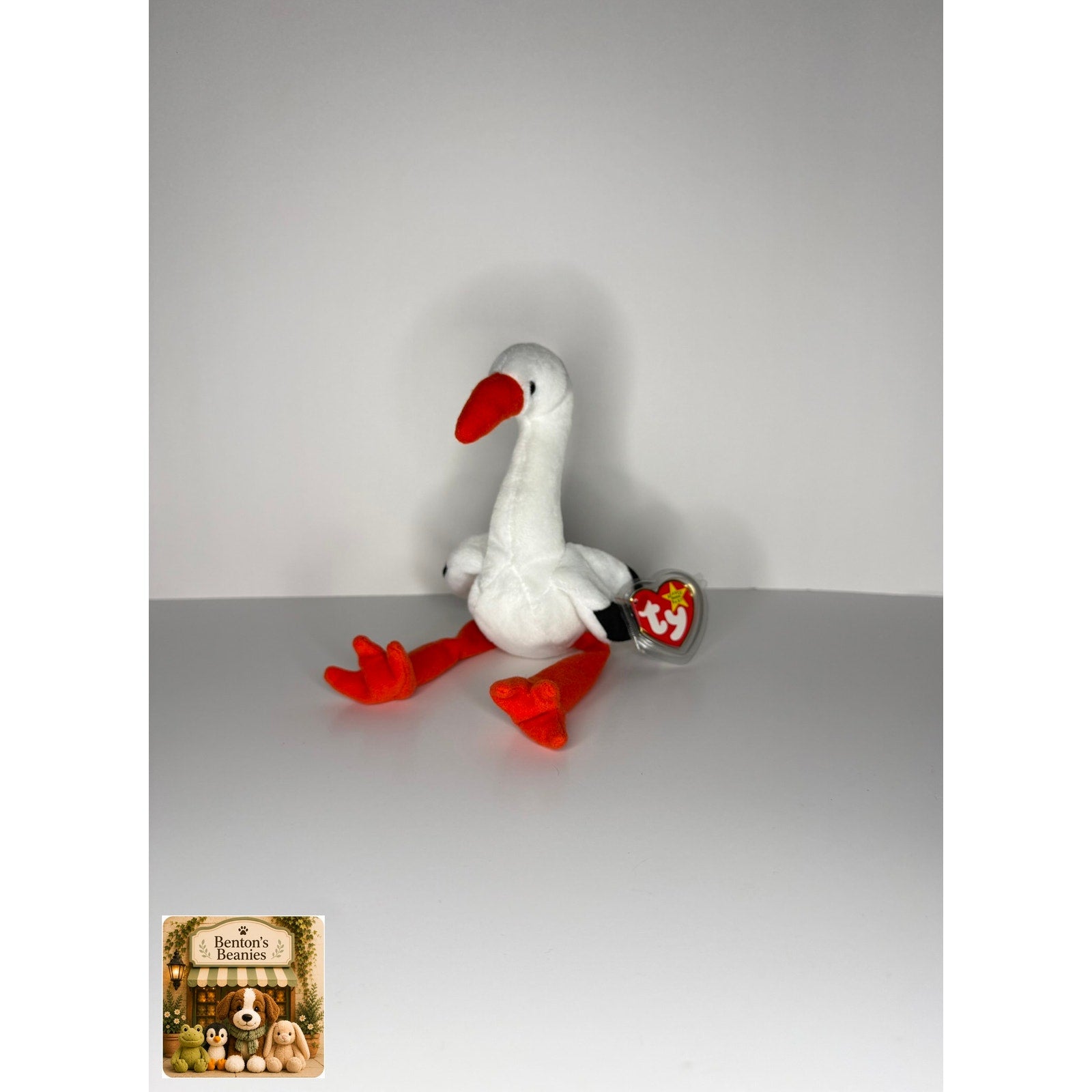 Stilts the Stork TY Beanie Baby | Mint Heart & Tush Tags