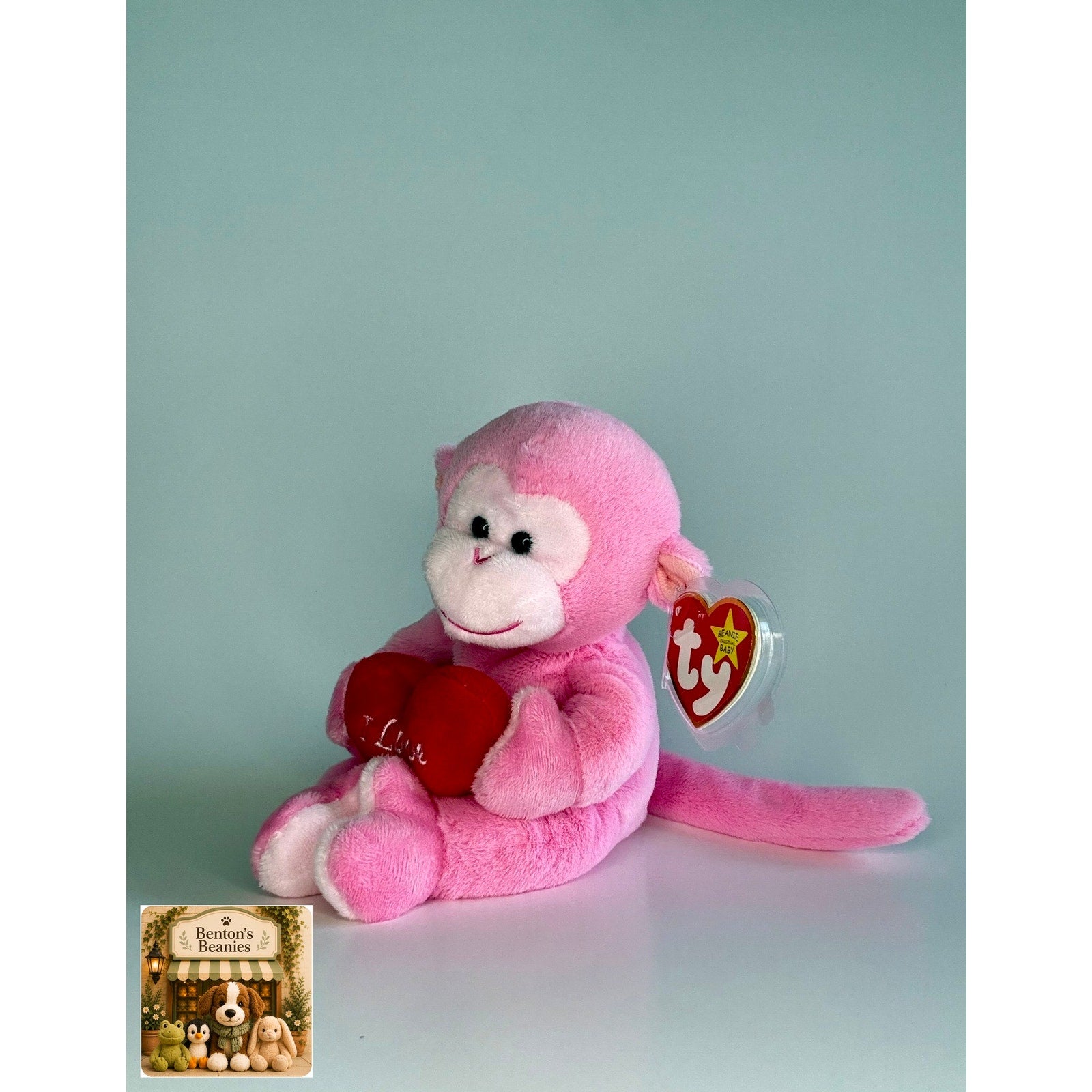Cherub the Monkey TY Beanie Baby | Mint Heart/Tush Tag NEW