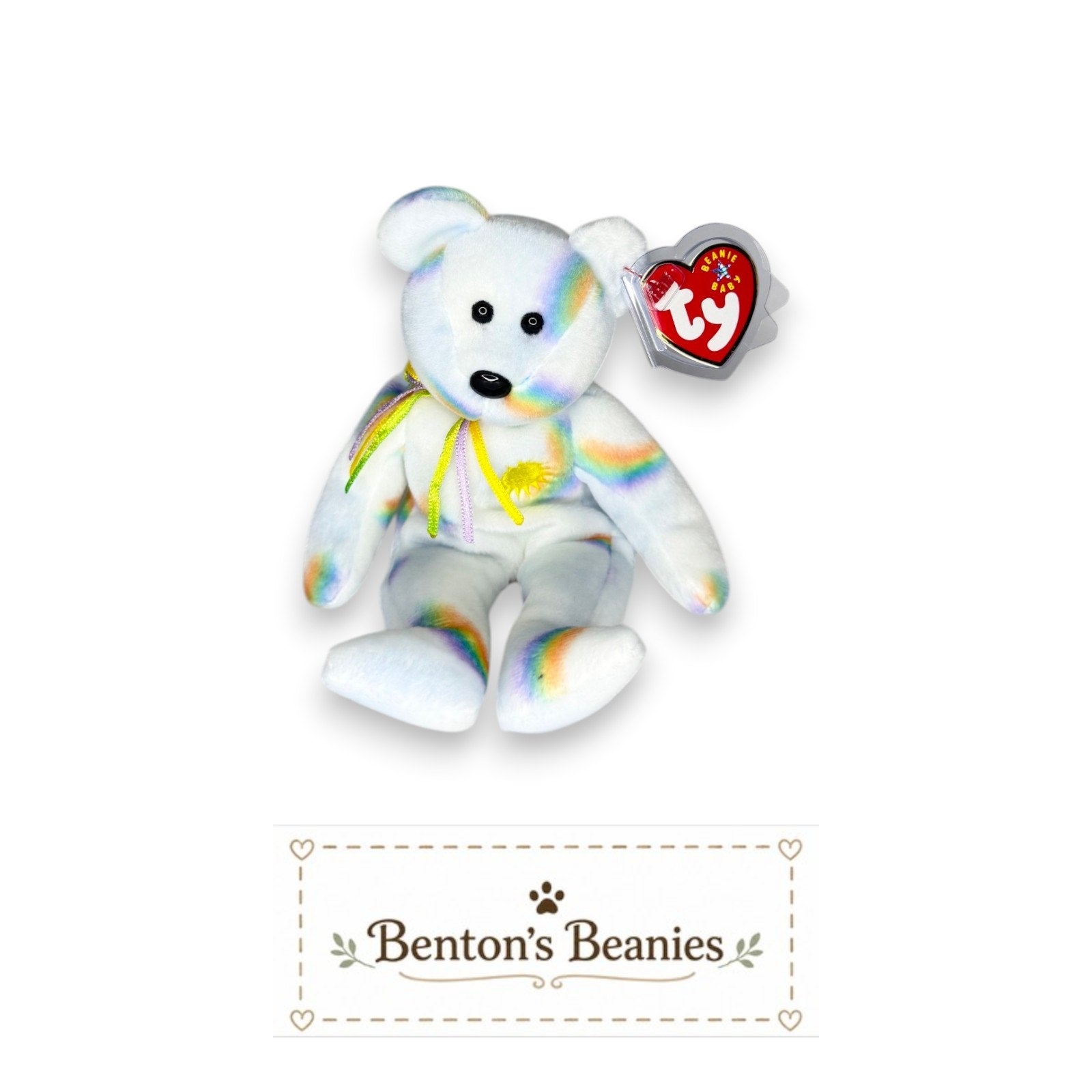 Cheery the Bear TY Beanie Baby | Mint Heart/Tush Tag