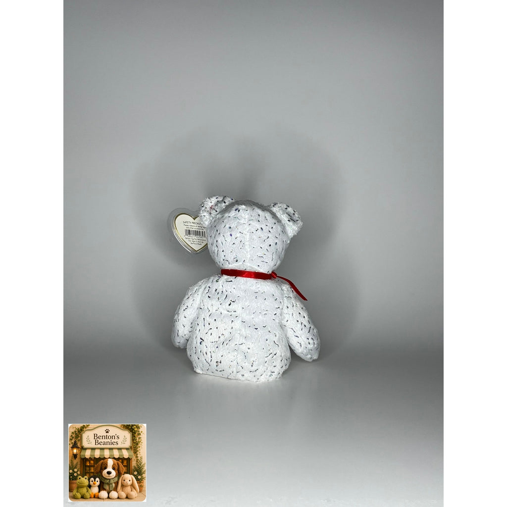 Decade the Bear White TY Beanie Baby | Mint Heart/Tush Tag