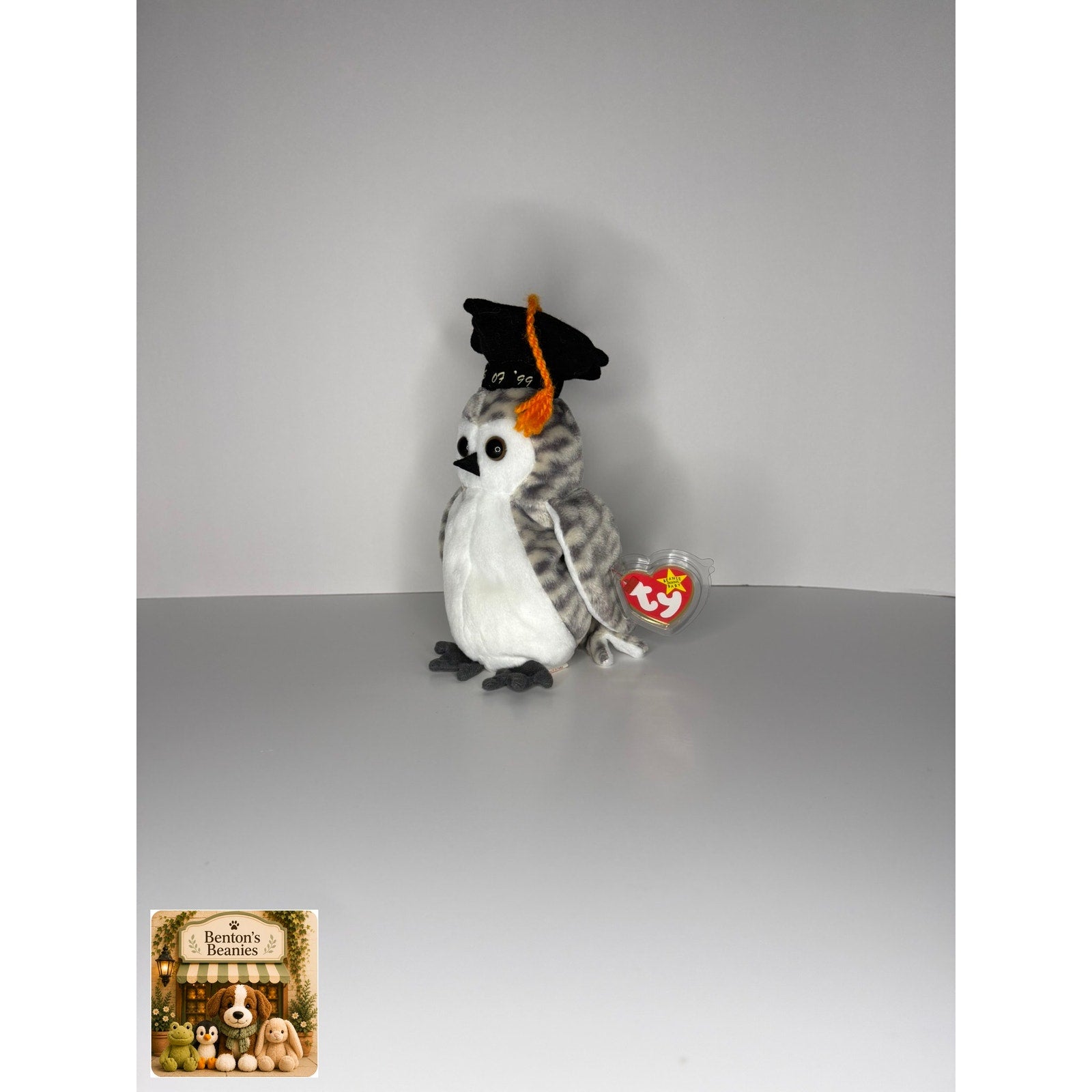 Wiser the Owl TY Beanie Baby | Mint Heart & Tush Tag