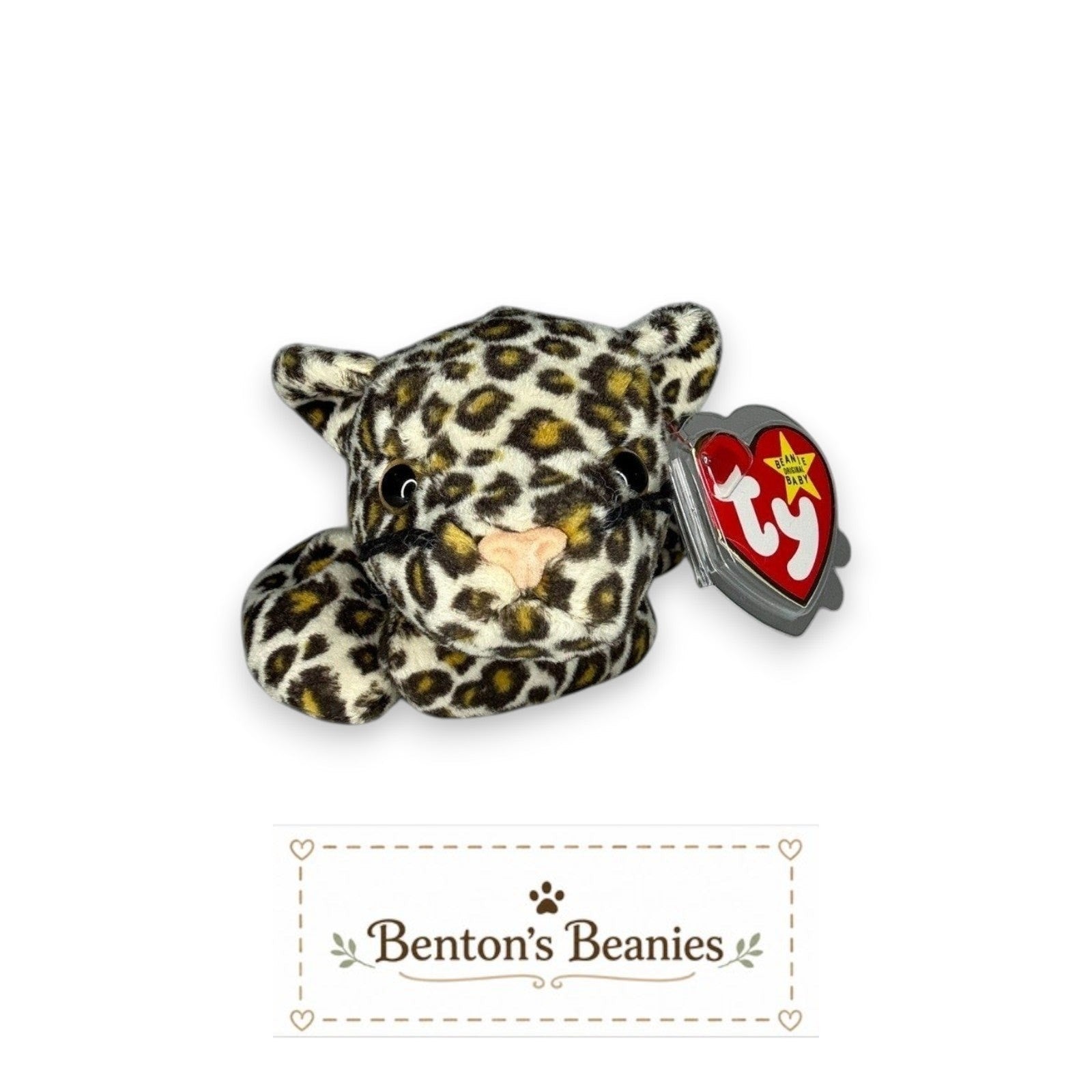 Freckles the Spotted Leopard TY Beanie Baby | Mint Heart & Tush Tag