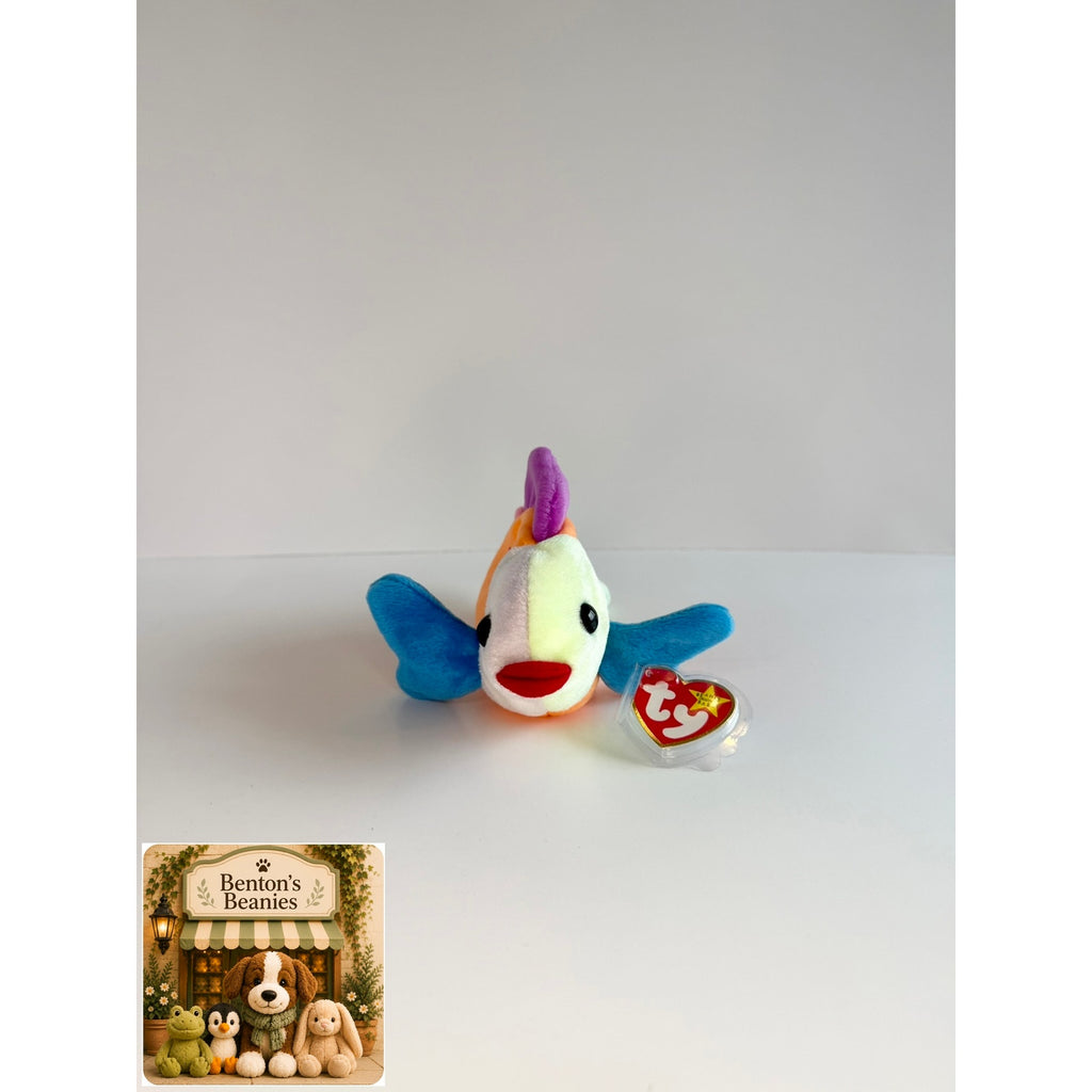 Lips the Fish TY Beanie Baby | Mint Heart & Tush Tag