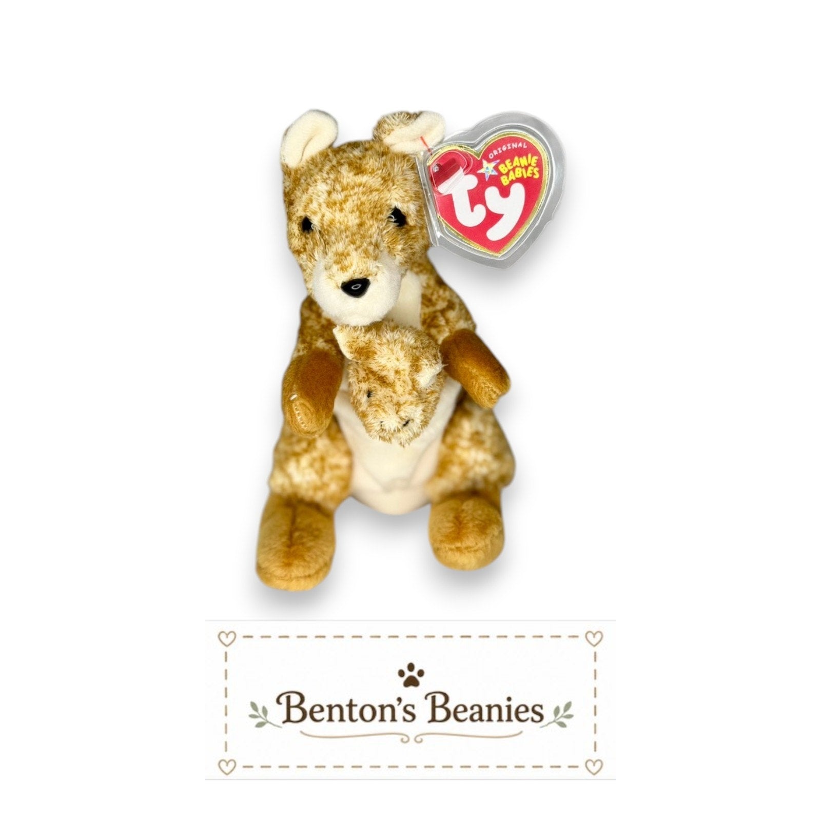 Willoughby the Kangaroo TY Beanie Baby | Mint Heart/Tush Tag