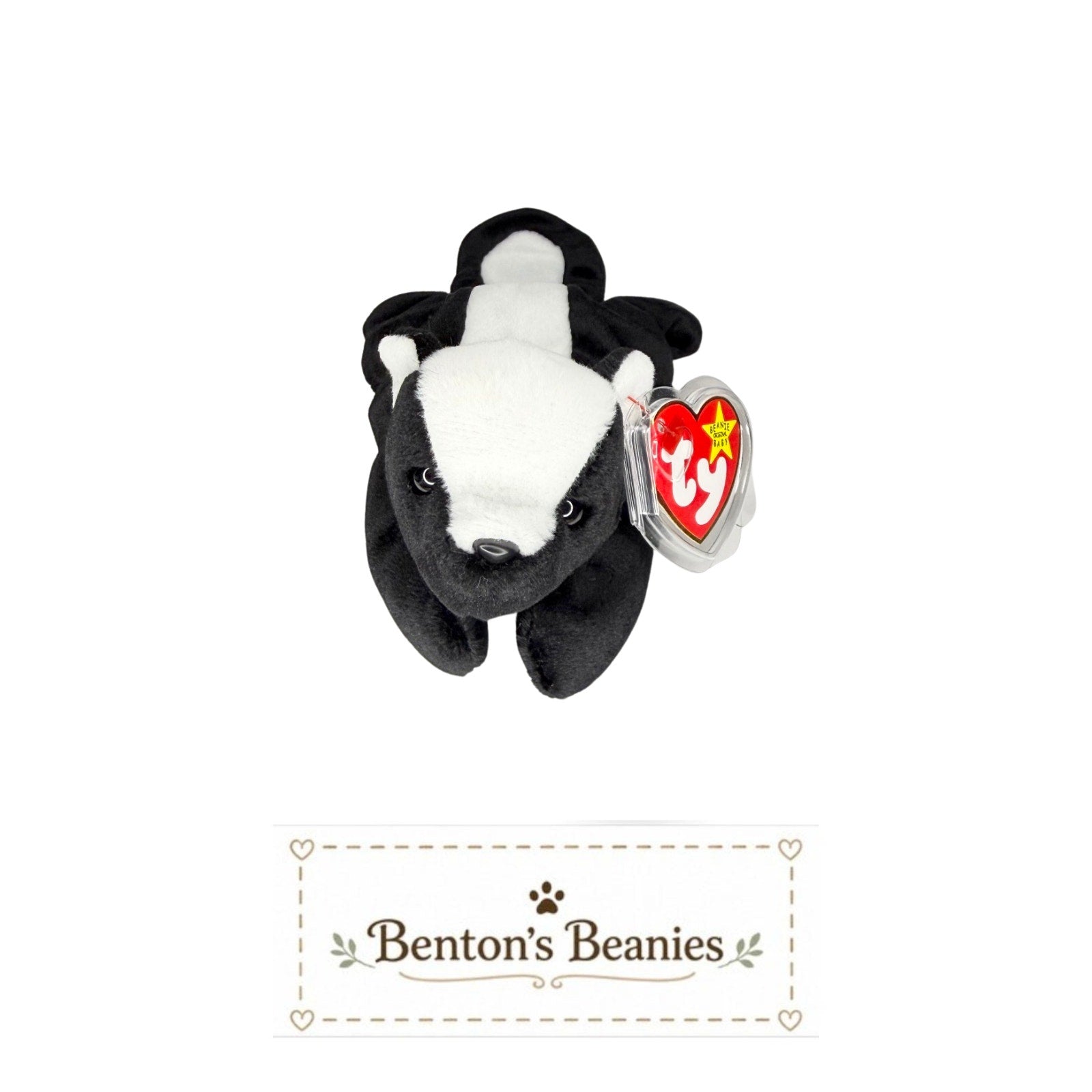 Stinky the Skunk TY Beanie Baby | Mint Heart & Tush Tag