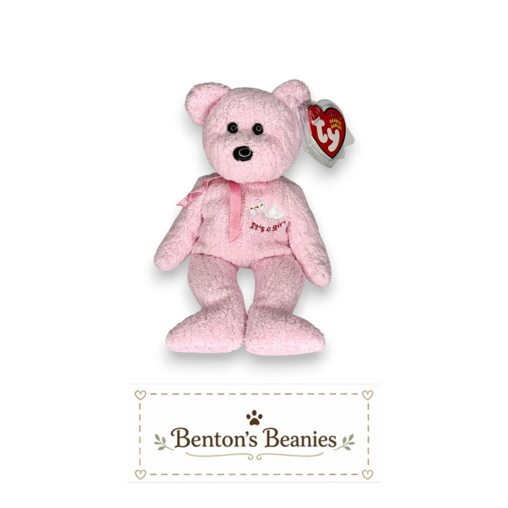 It's a Girl the Bear TY Beanie Baby | Mint Heart & Tush Tag