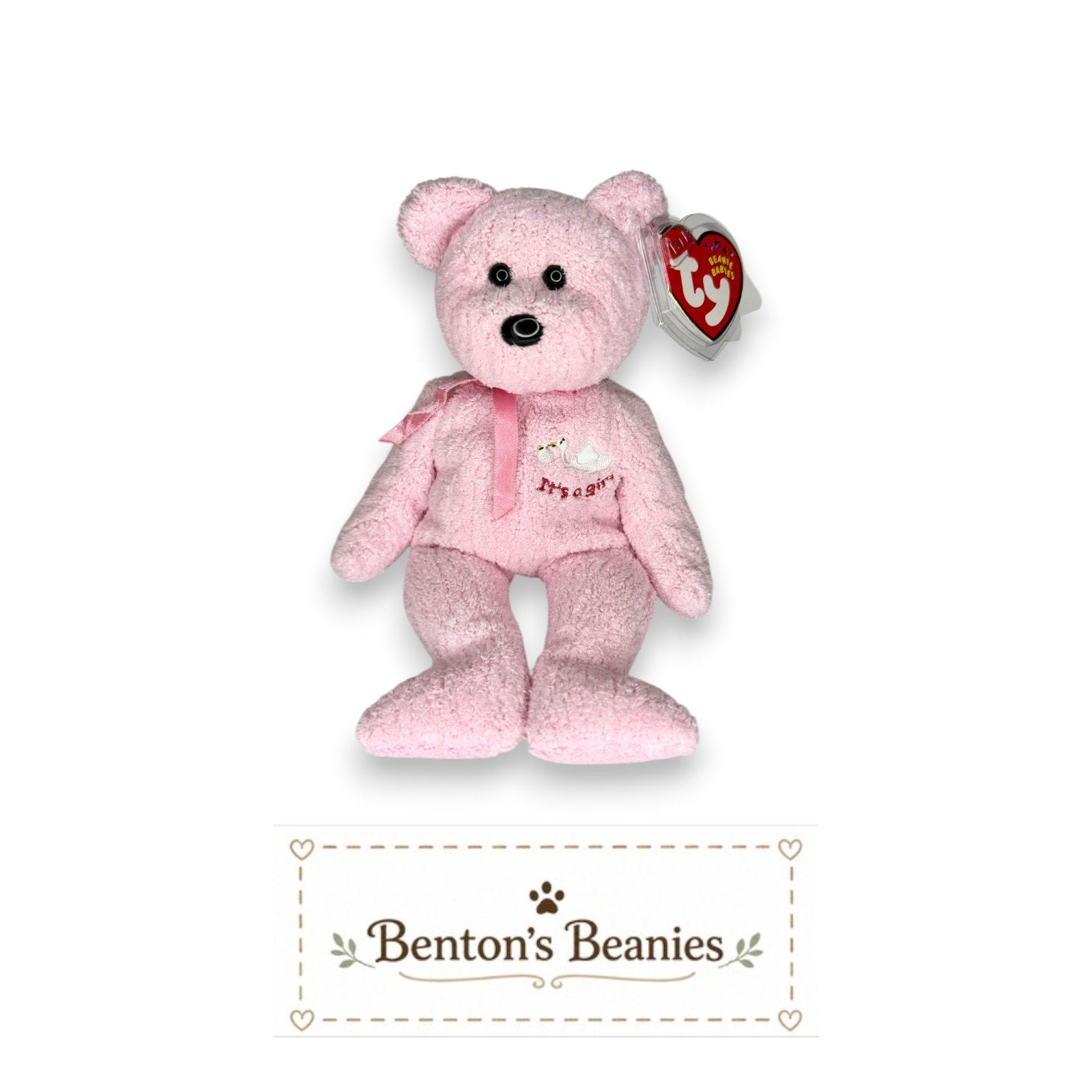 It's a Girl the Bear TY Beanie Baby | Mint Heart & Tush Tag