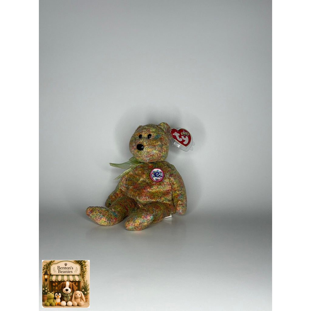 Speckles the Bear TY Beanie Baby | Mint Heart/Tush Tag