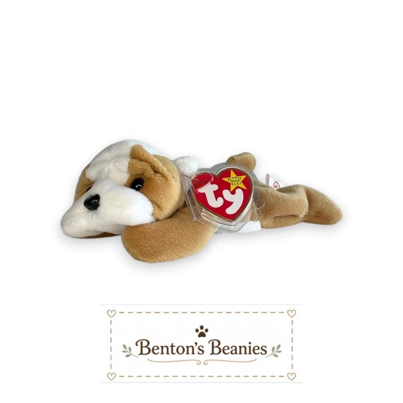 Wrinkles the Dog TY Beanie Baby | Mint Heart & Tush Tag