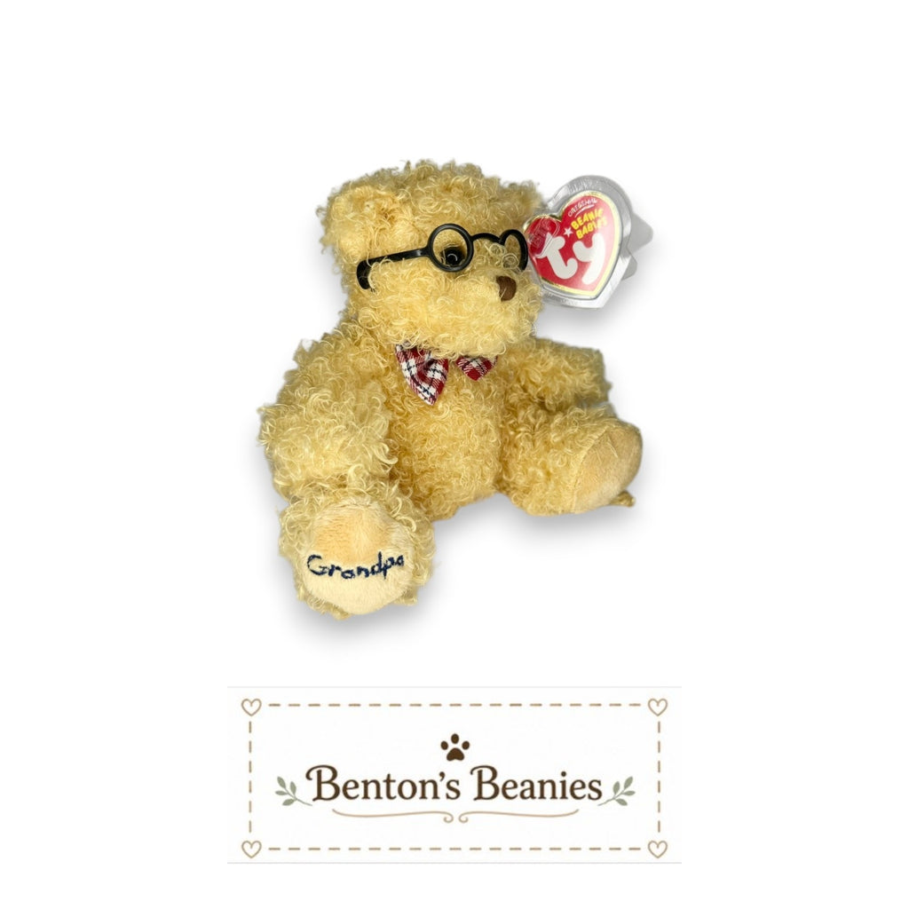 Dear Grandpa the Bear TY Beanie Baby | Mint Heart & Tush Tag