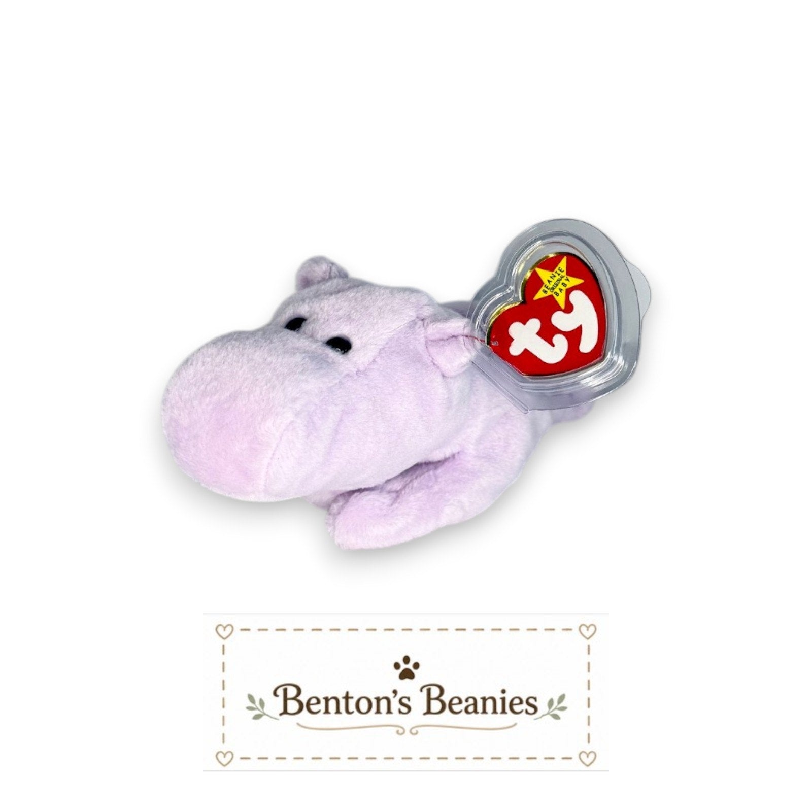 Happy the Hippo TY Beanie Baby | Mint Heart & Tush Tag