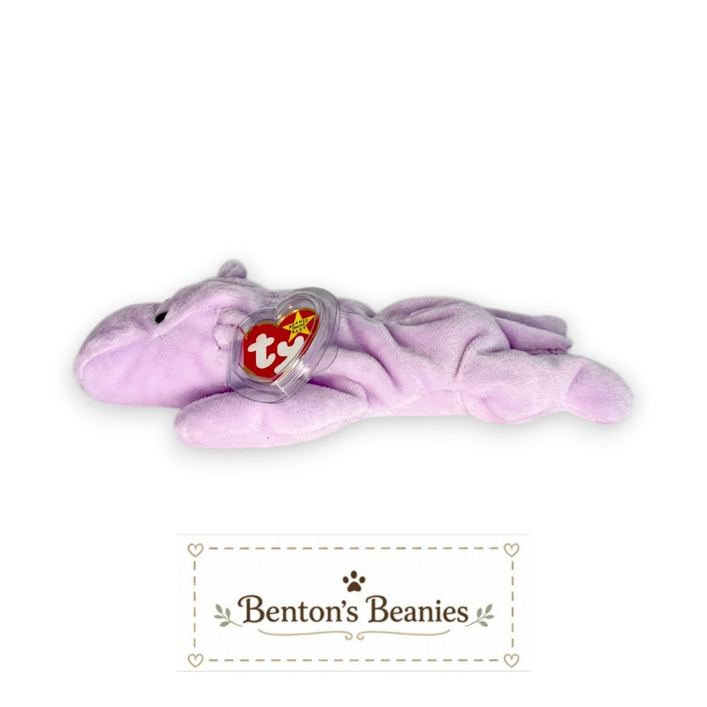 Happy the Hippo TY Beanie Baby | Mint Heart & Tush Tag
