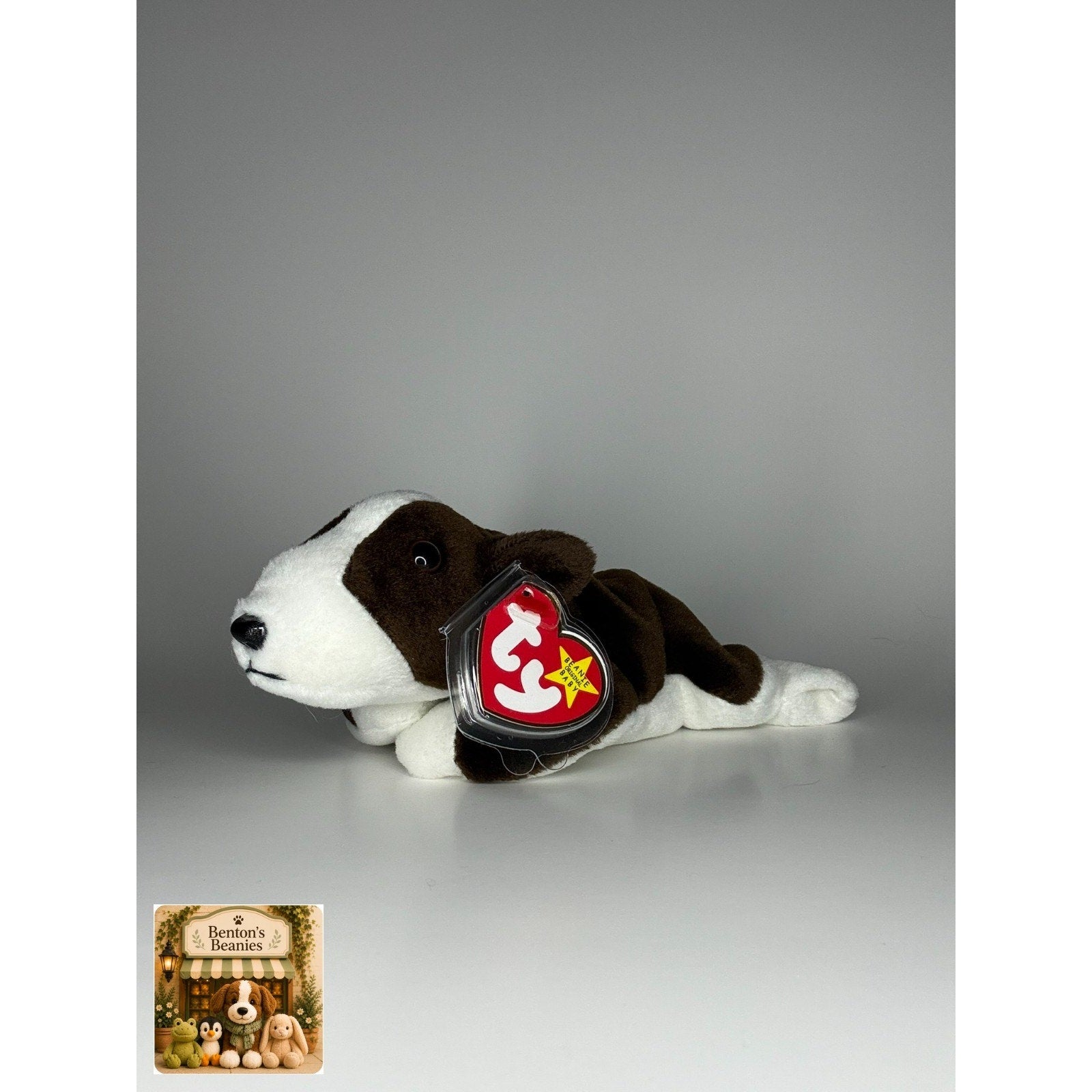 Bruno the English Bull Terrier TY Beanie Baby | Mint Heart & Tush Tag